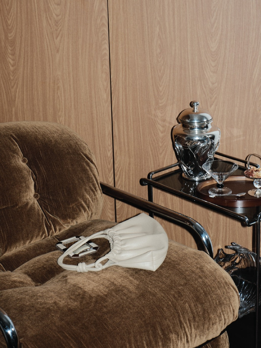 Mario Sabot Lounge Chair - Brown Velvet — alternate view