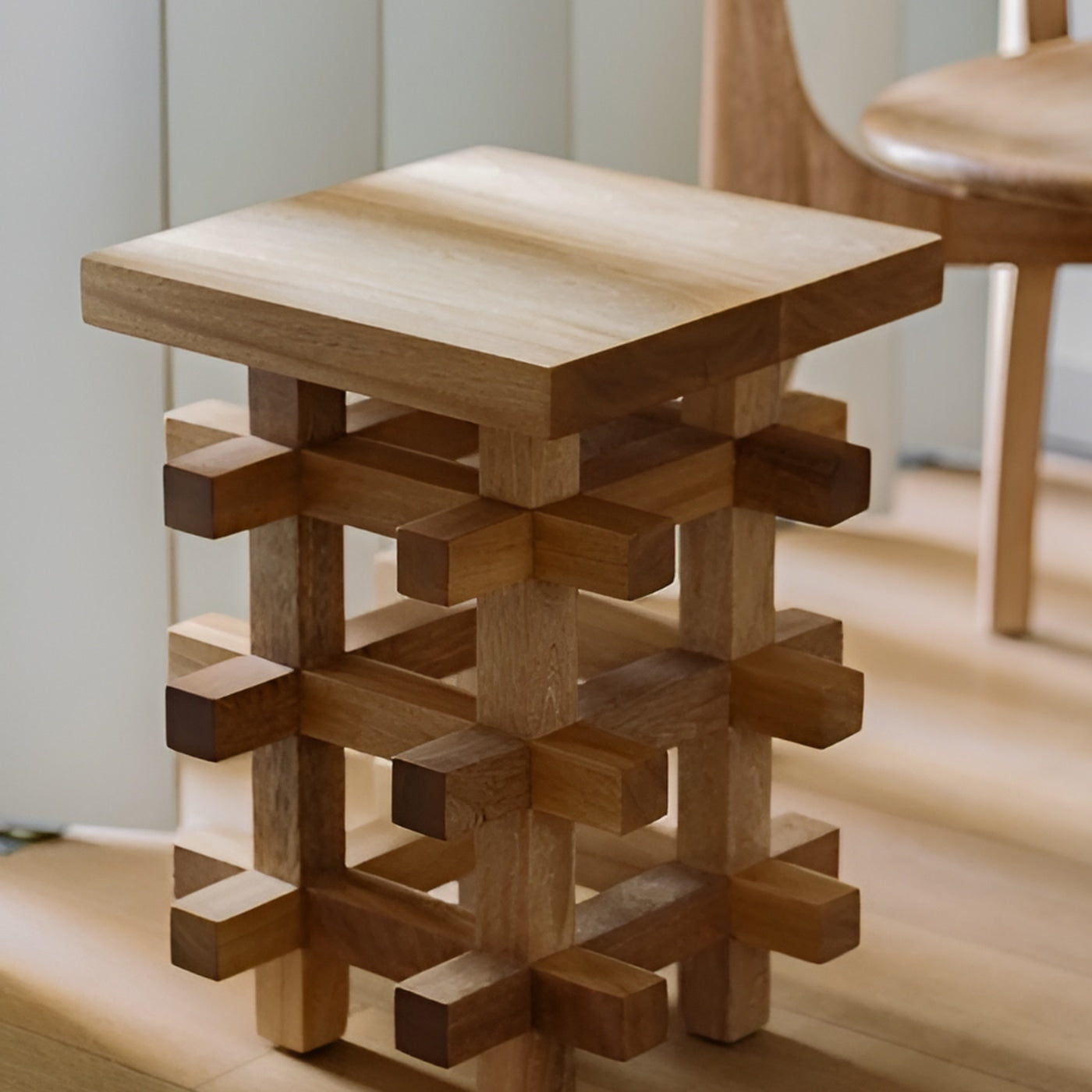 Solid Wood Stool - JUNCO Series by Daniel Couttolenc, American Walnut — side angle
