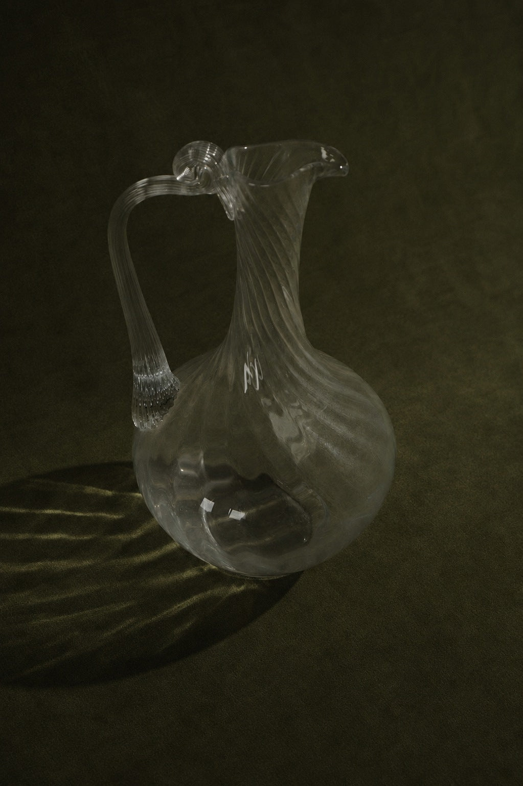 Hand-Blown Vintage Glass Pitcher — detail view