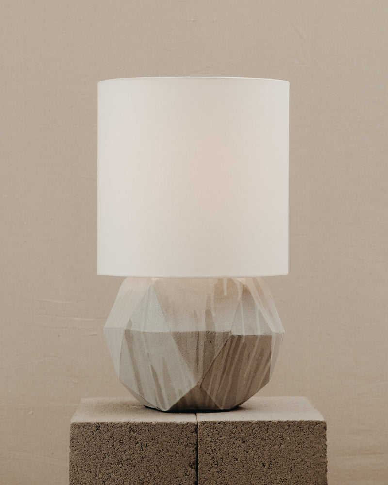 Geode Lamp by JS/WRKSHP | The Oblist — handmade concrete base, white shade