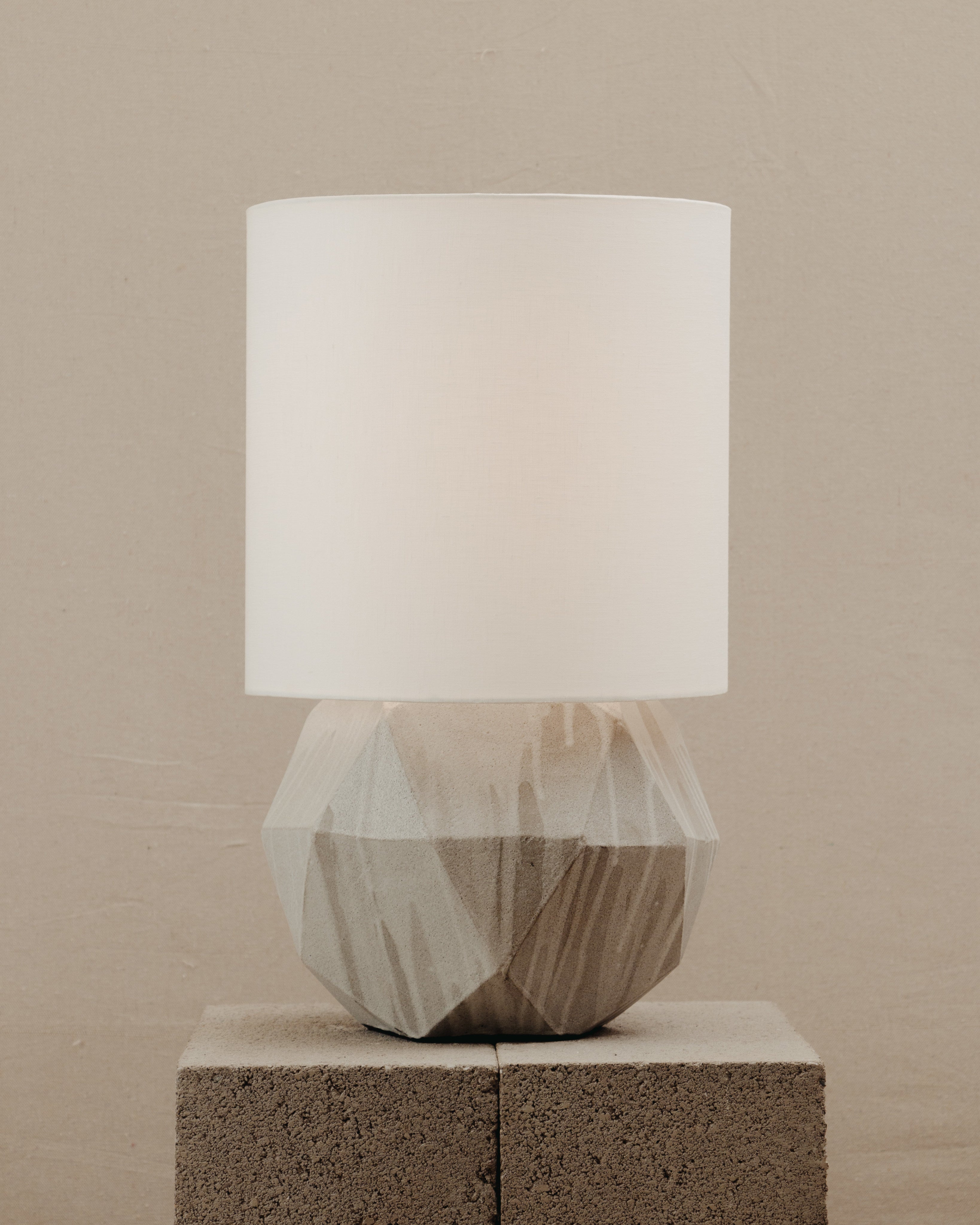 Geode Lamp by JS/WRKSHP | The Oblist — handmade concrete base, white shade