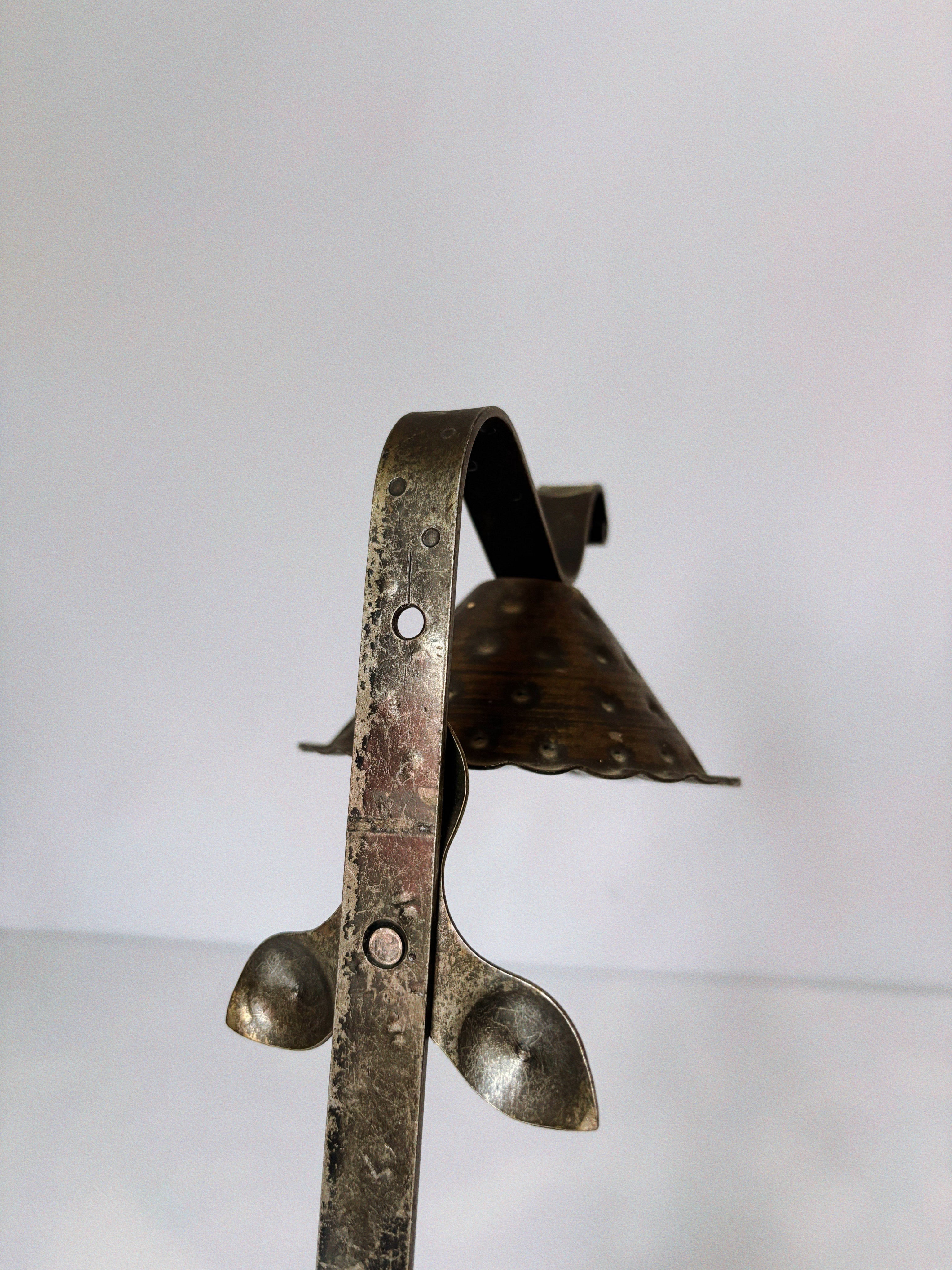Metal Wall Lantern Candleholders, Mid Century Poland — back view showing metal construction and hanging design