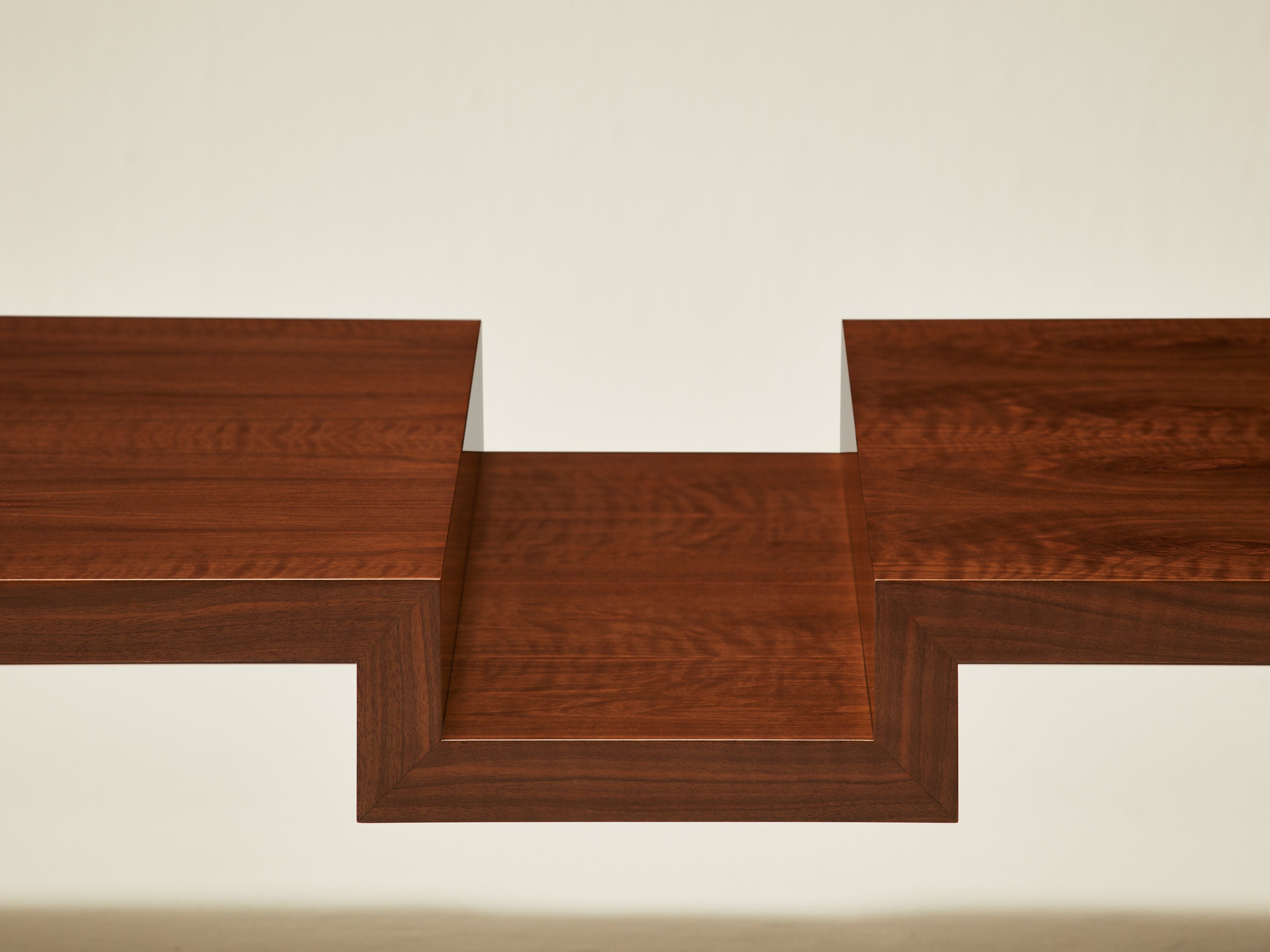 'Continuous' Coffee Table I Handcrafted in Wood Veneer — close-up
