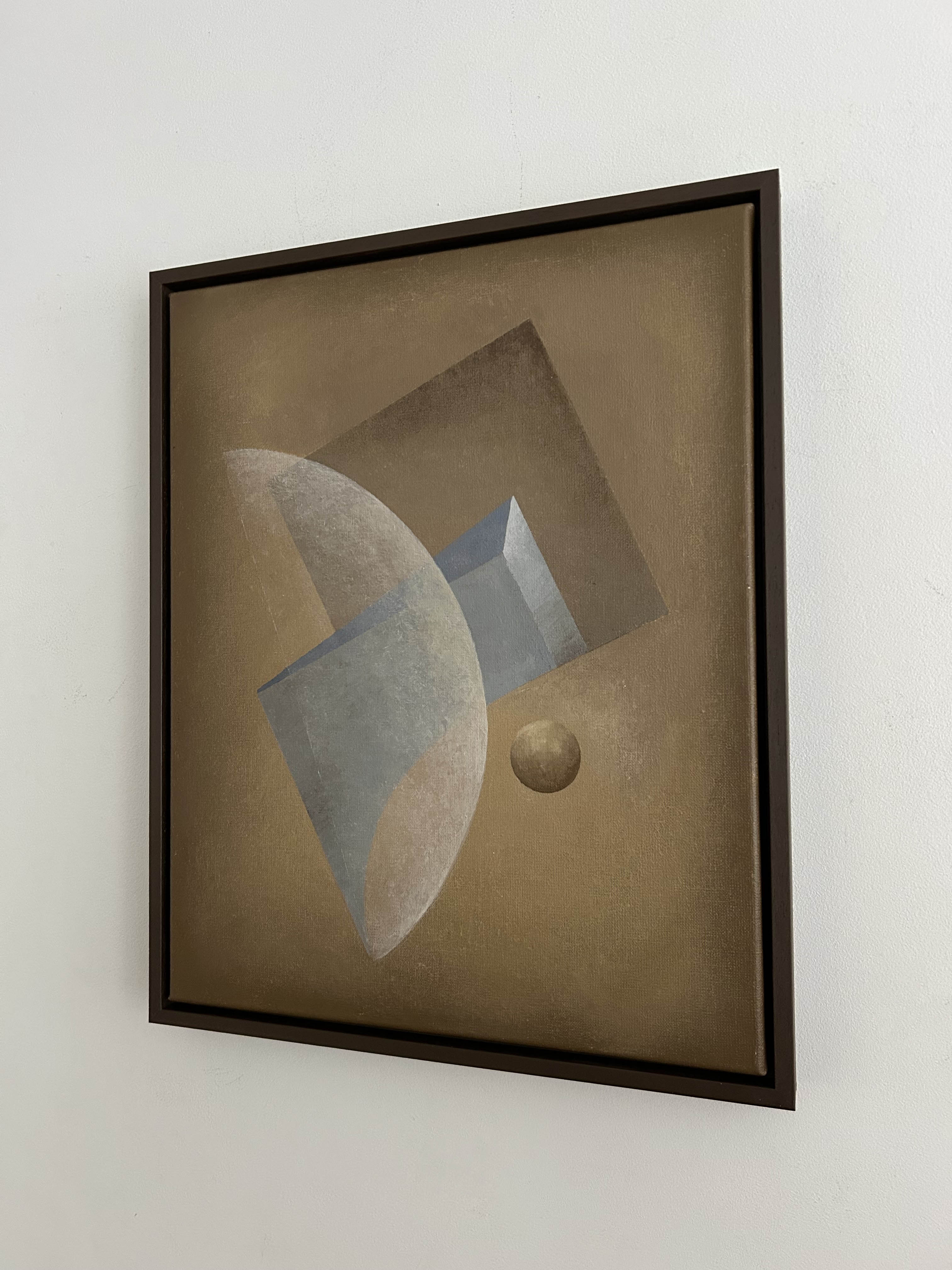 Presence Painting — side angle showing geometric shapes in earthy tones