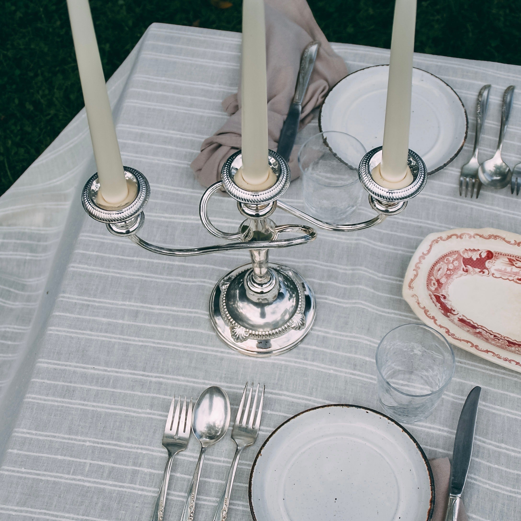 Three-armed Silver Candelabra — detail view