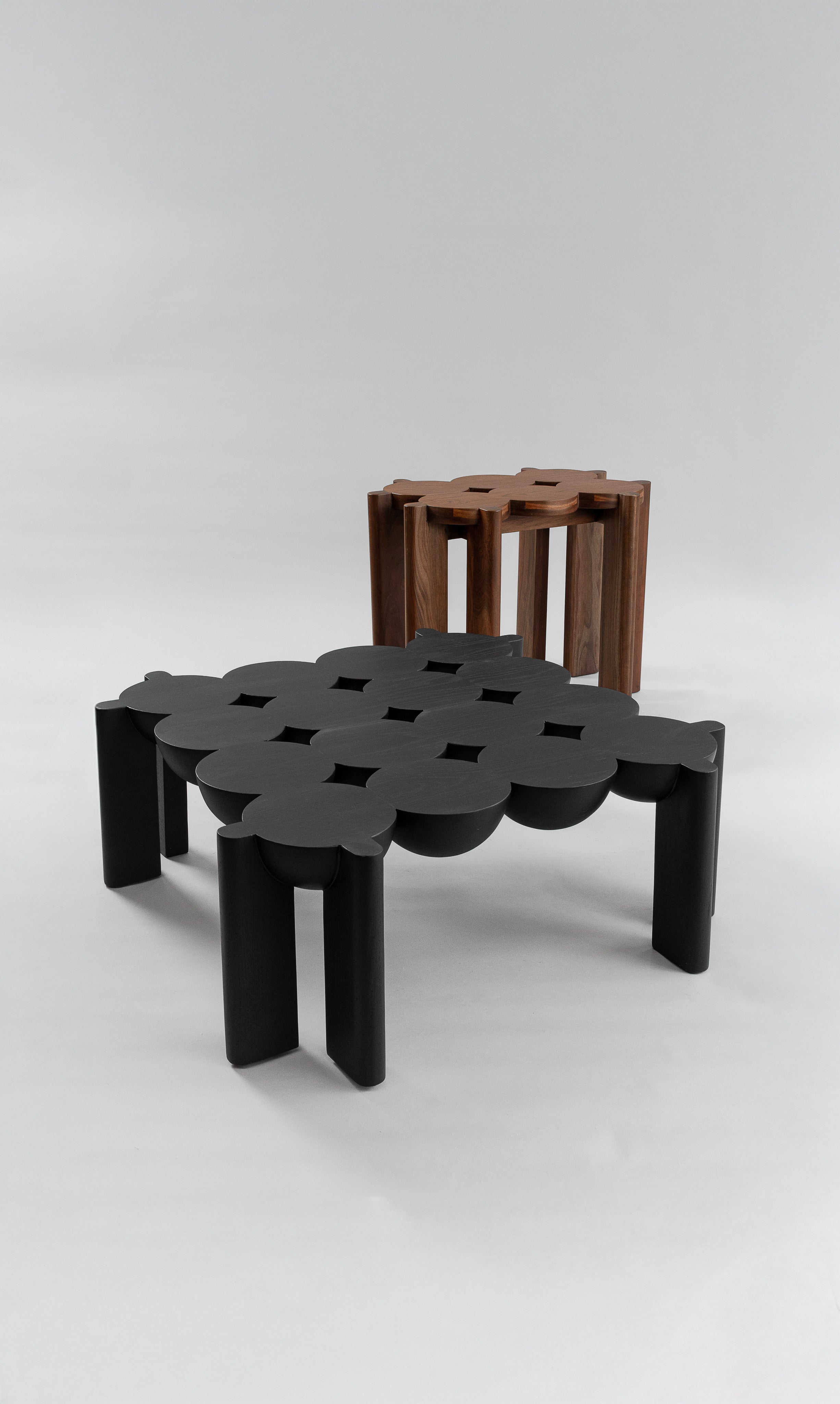 Solid Oak Coffee Table - BLEO Series by Daniel Couttolenc, Black Finish — lifestyle setting