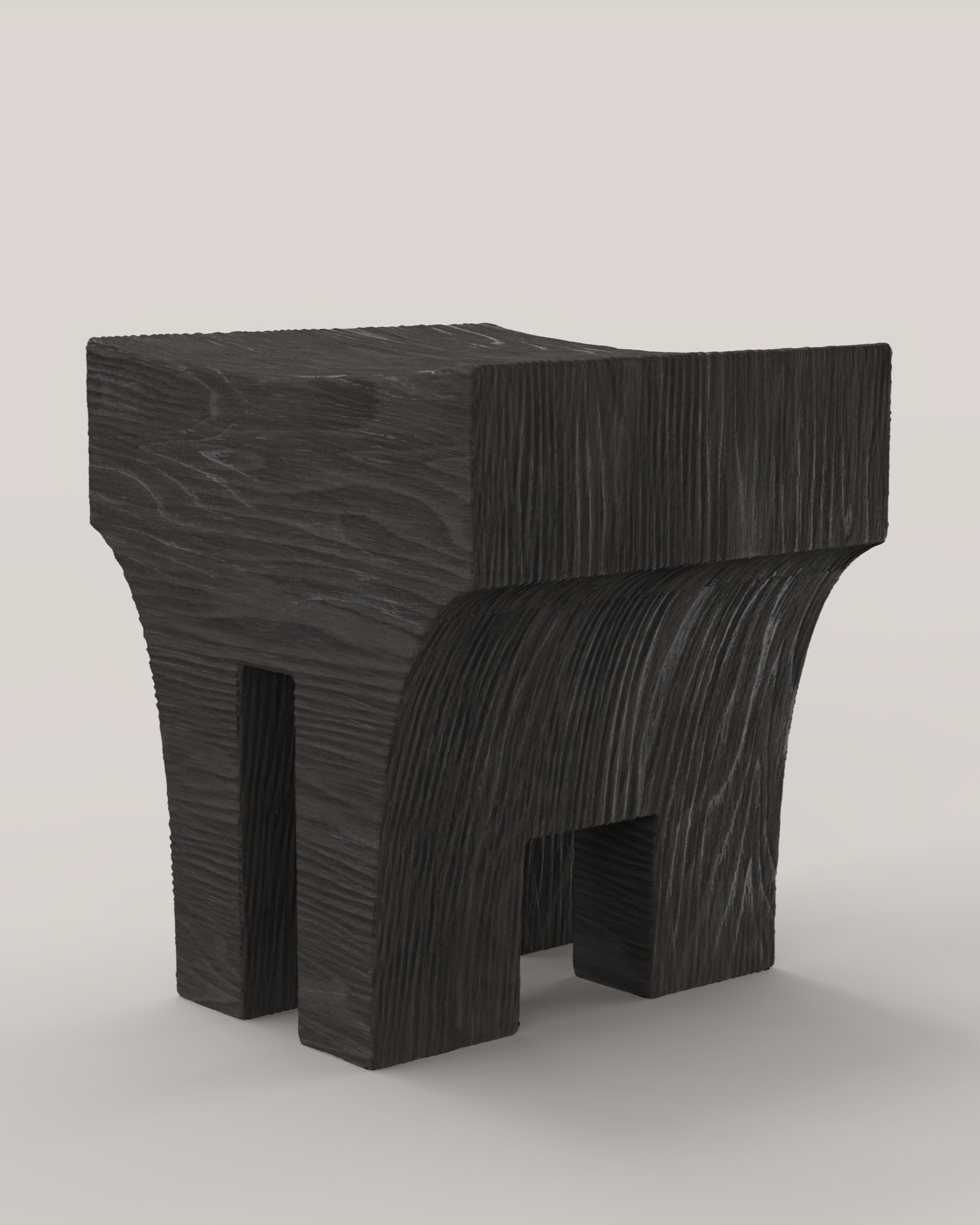MHONO V1 Stool in Charred Solid Wood
