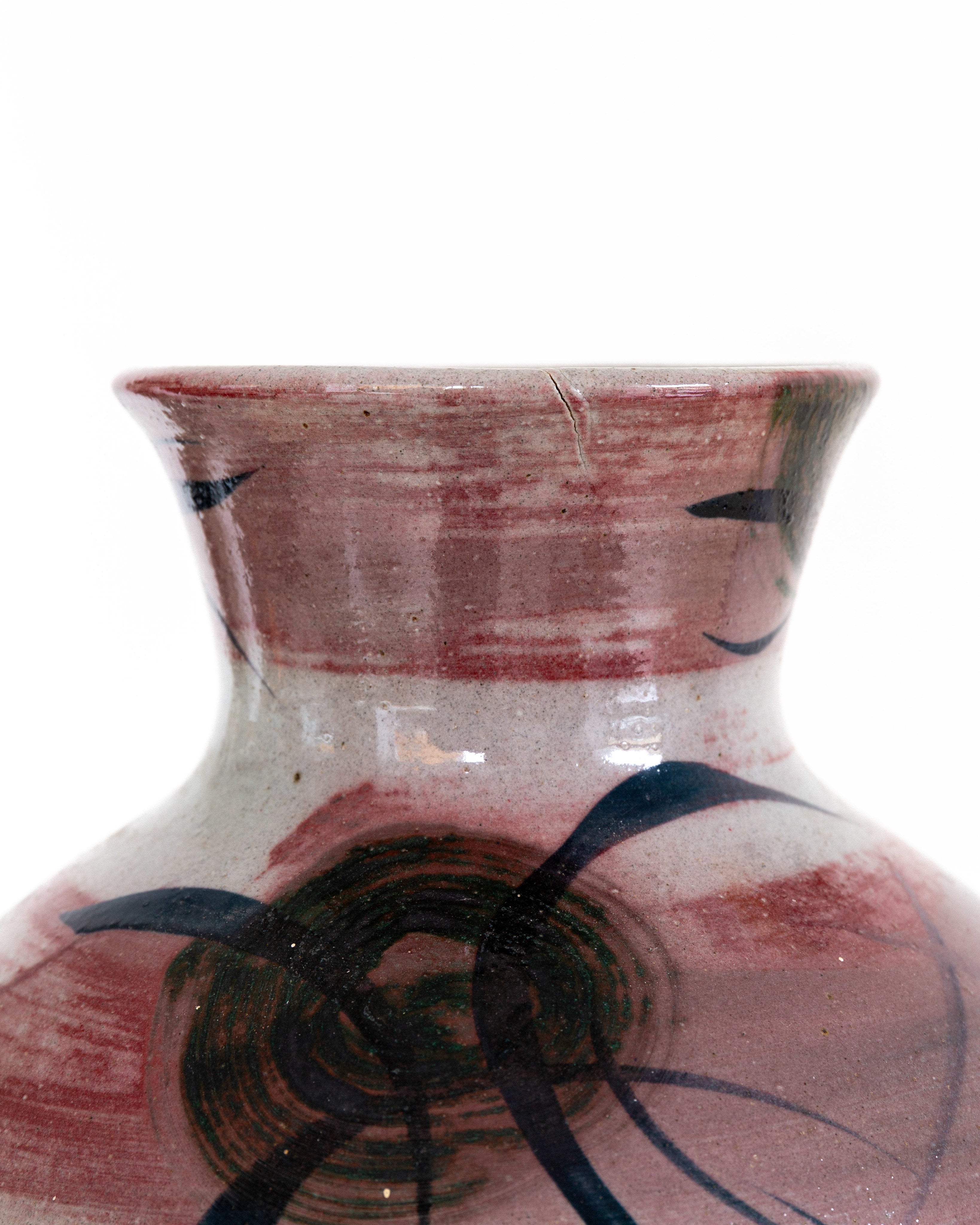 XL Ceramic Floor Vase by Herman Kähler, Denmark, 1930s — close-up of painted ceramic surface