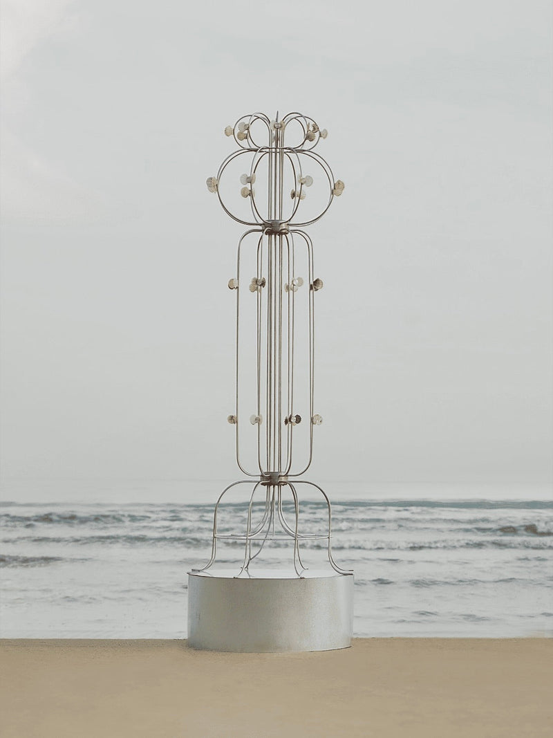 The Floor Lamp With Shells — close-up of metal frame with shells