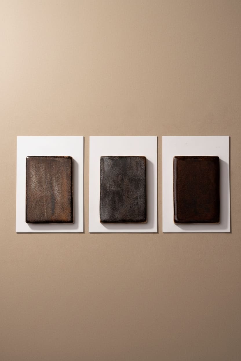 BRUN FONCE Side Table in Ceramic — displayed against neutral wall backdrop