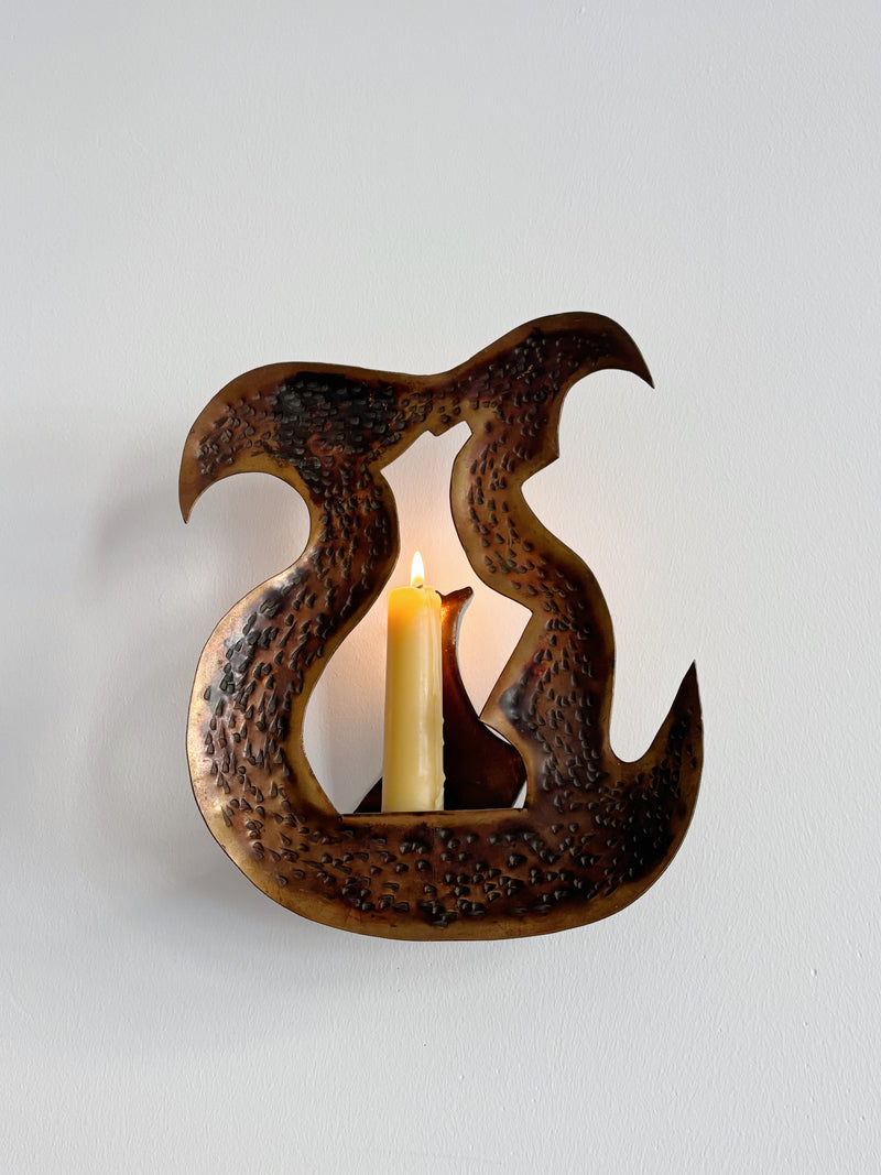 Pair of Torch Cut Metal Wall Candleholders, Poland by Huerto | The Oblist
