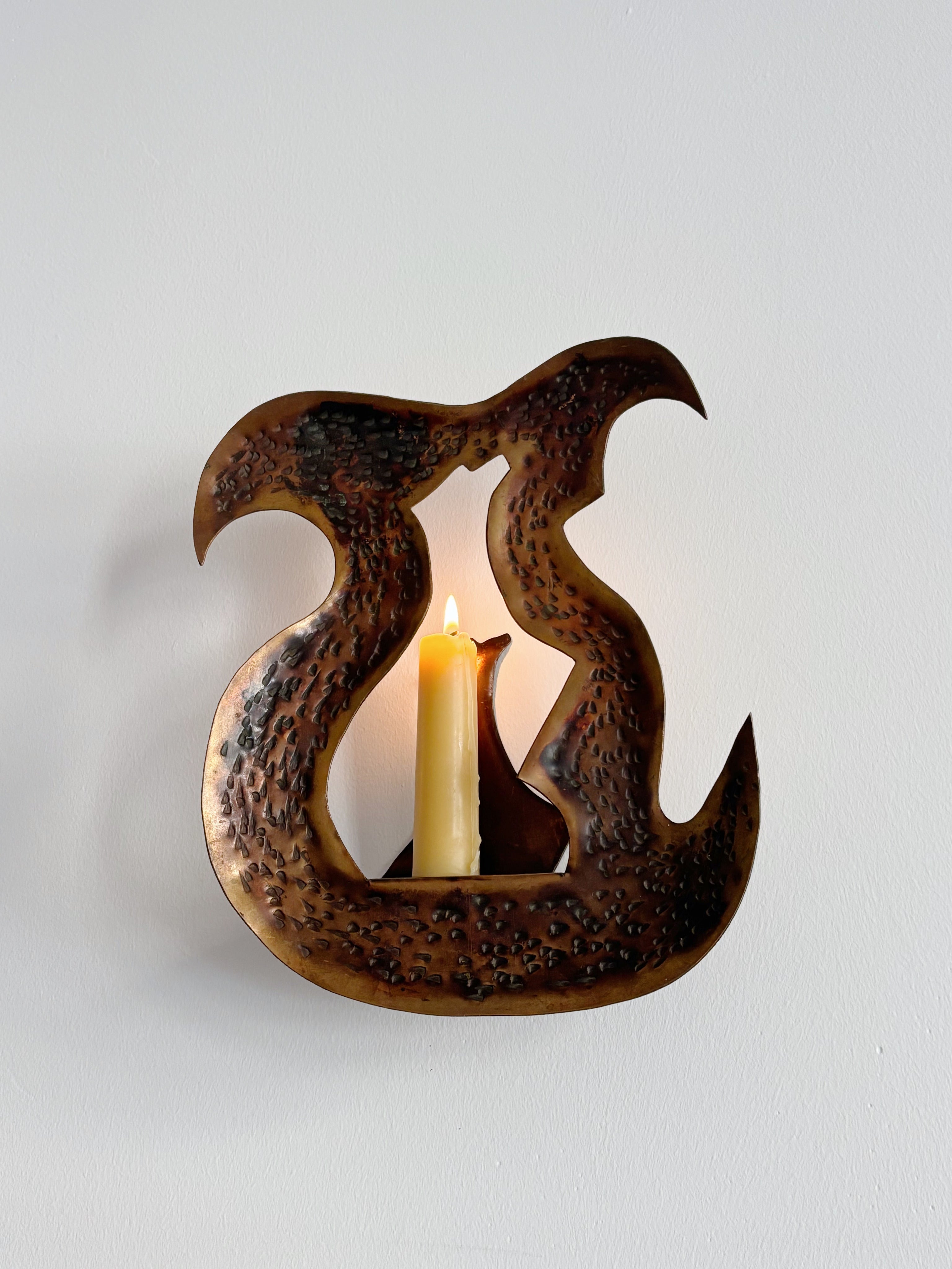 Pair of Torch Cut Metal Wall Candleholders, Poland by Huerto | The Oblist