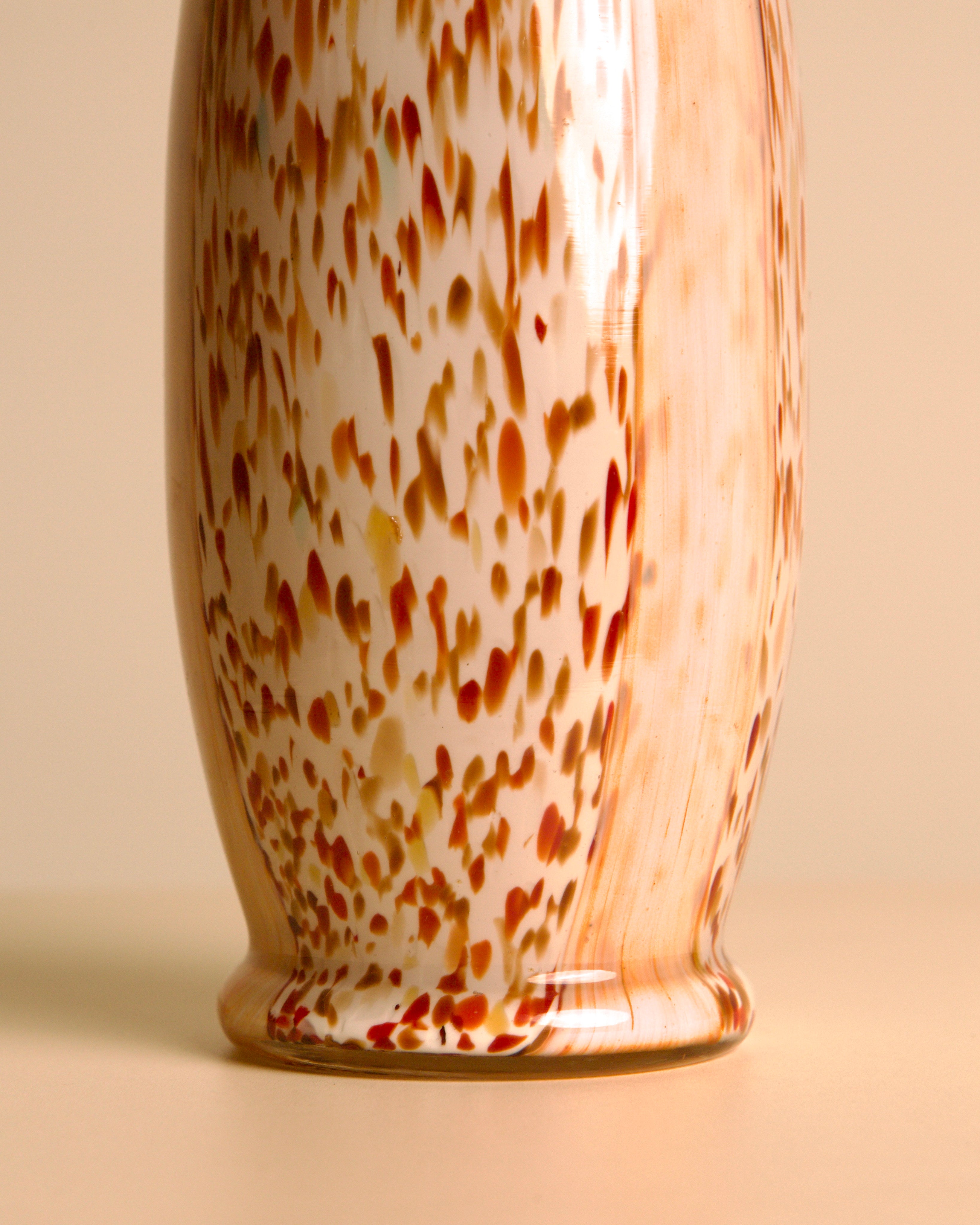 Brown & White Speckled Murano Glass Vase, Italy, 1980s — side angle