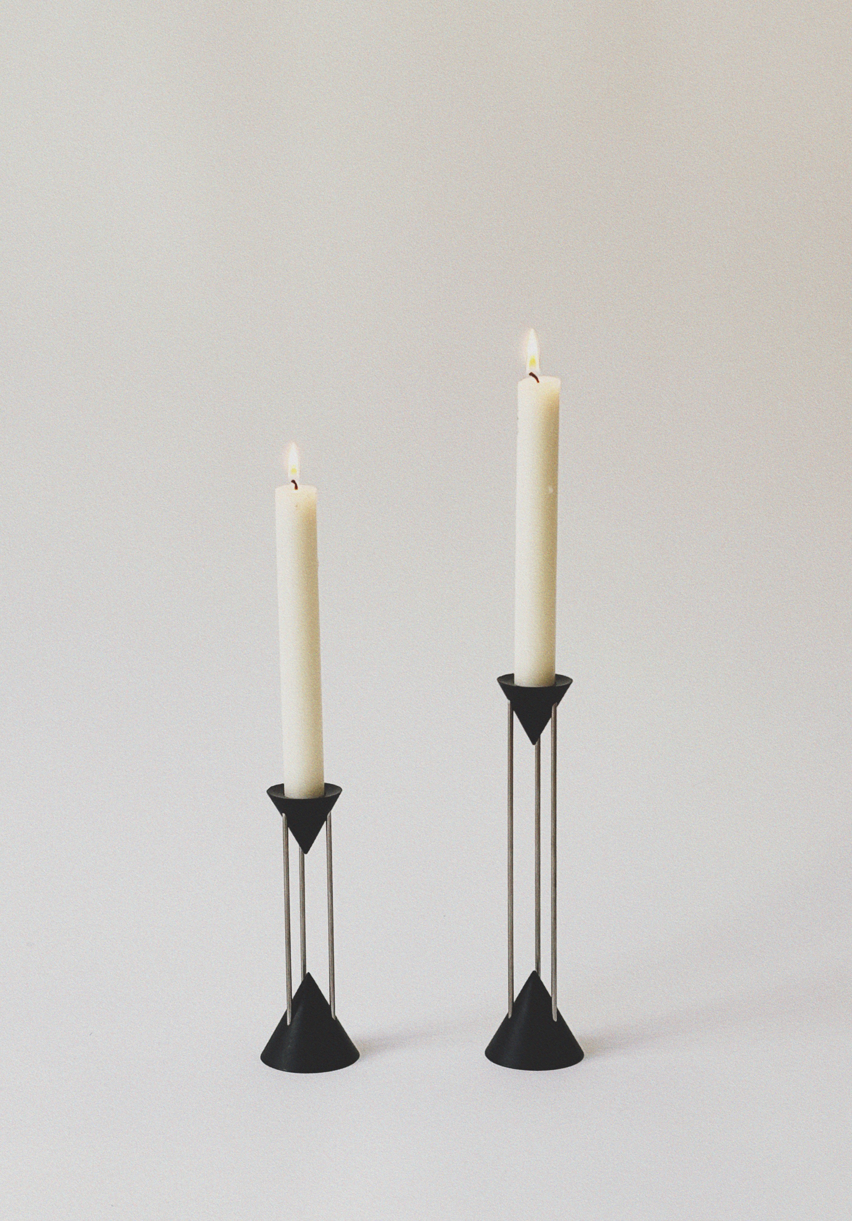 Postmodern Metal Candlesticks, c. 1980's Germany by Huerto | The Oblist