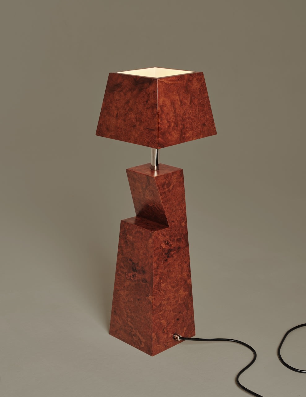 Lescot Lamp — close-up of rich brown wood grain texture