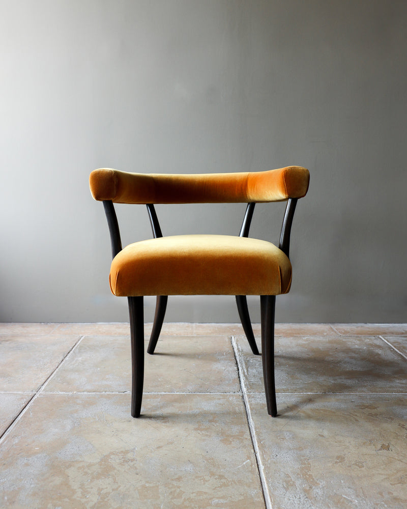 Josef dining chair in golden velvet upholstery with black frame