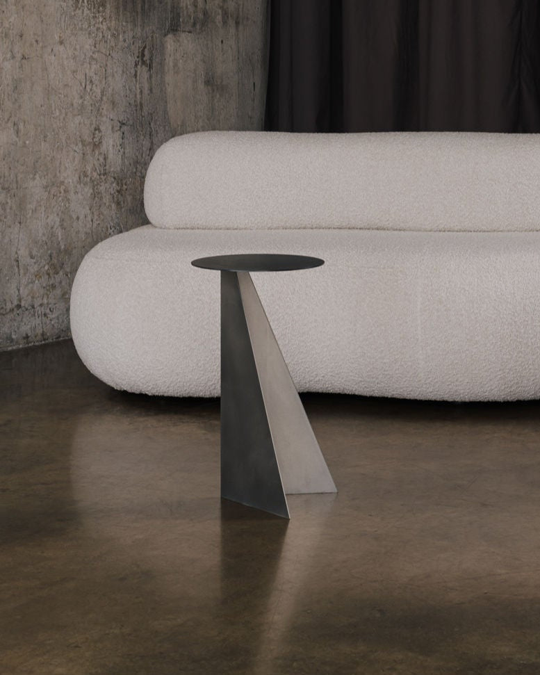 Aluminum Side Table Object084 — angled view with modern geometric design