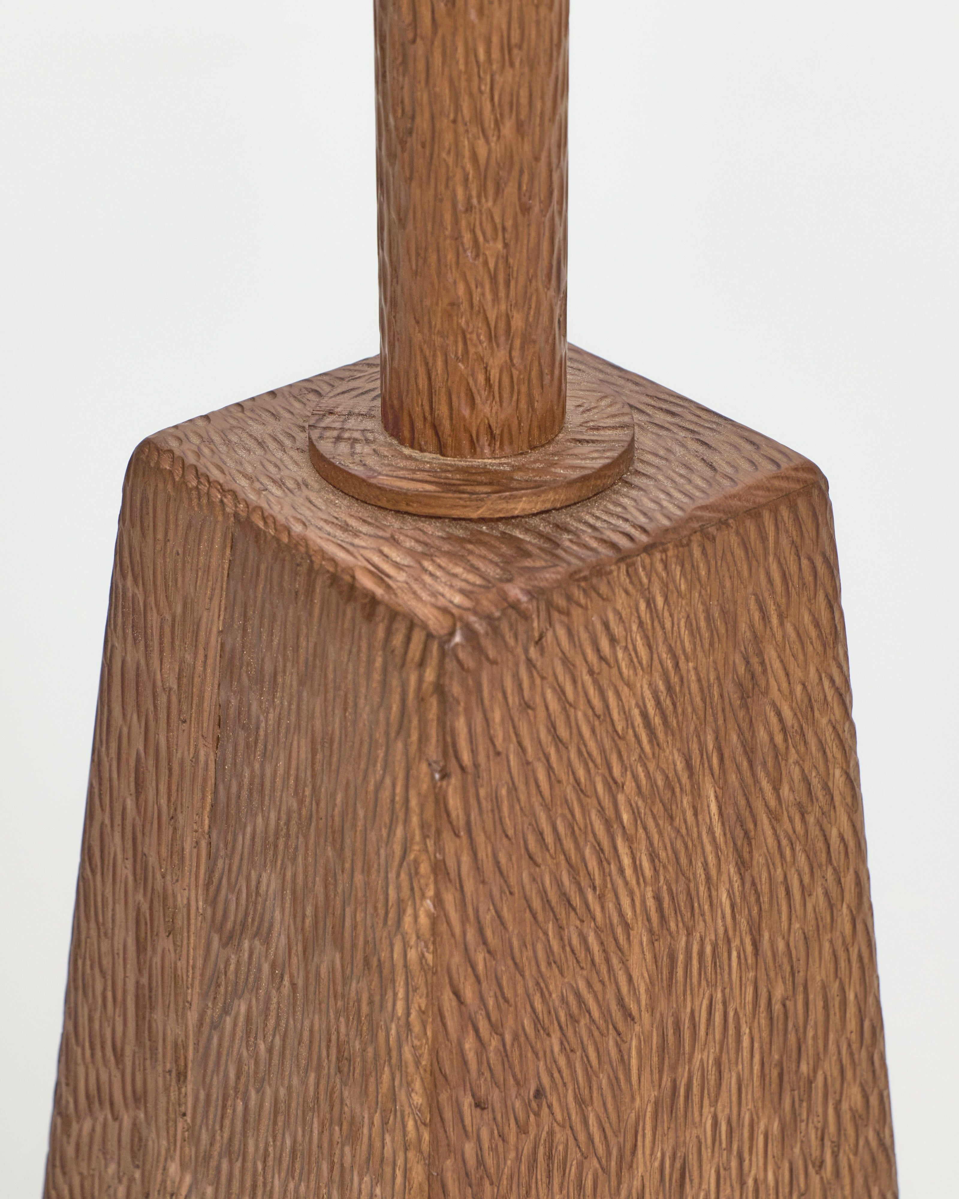 Coquette Floor Light — close-up of textured wooden base