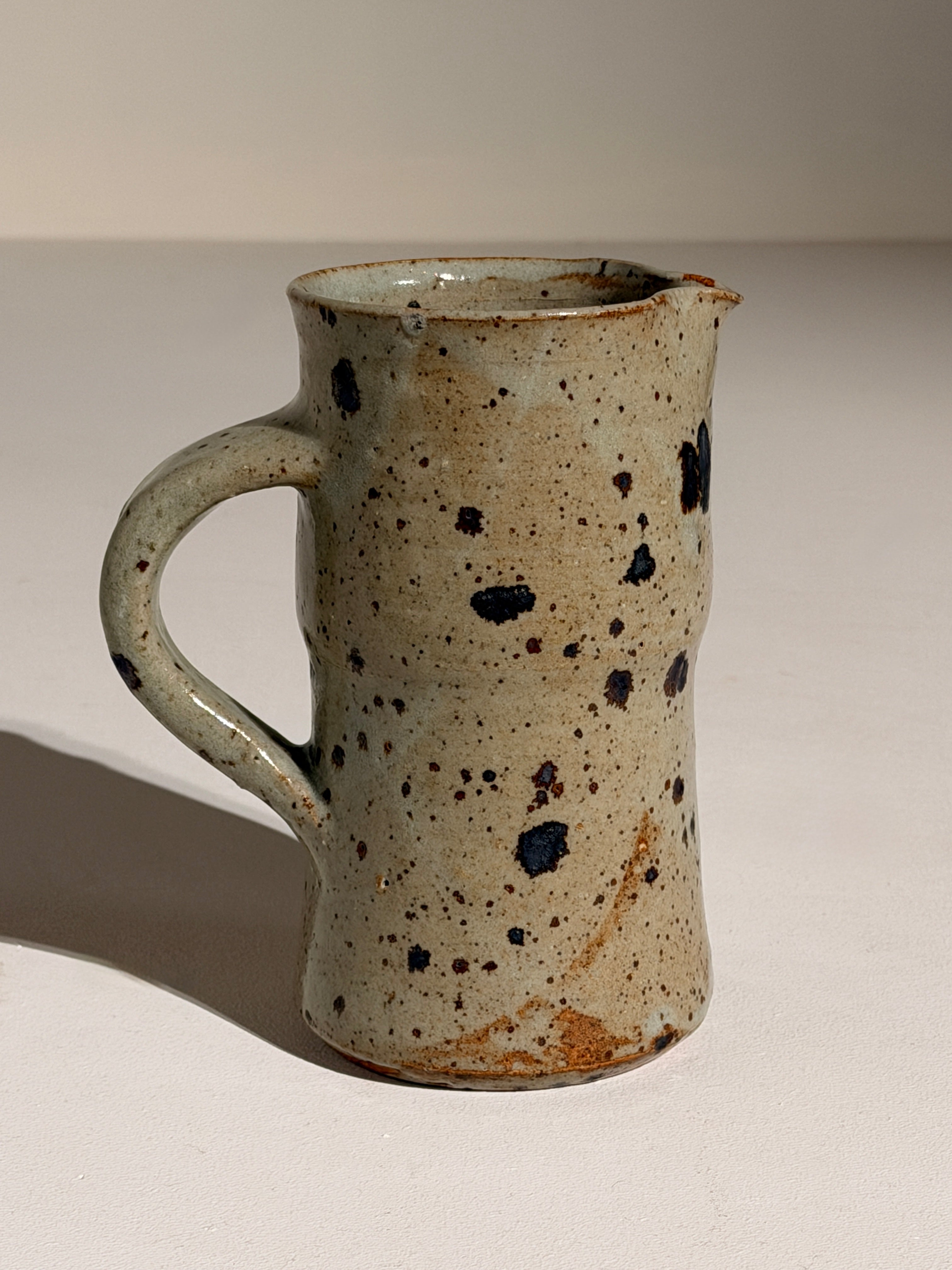 Stoneware Pitcher by Jean-Pierre Viot, 1960 — back view highlighting speckled glaze