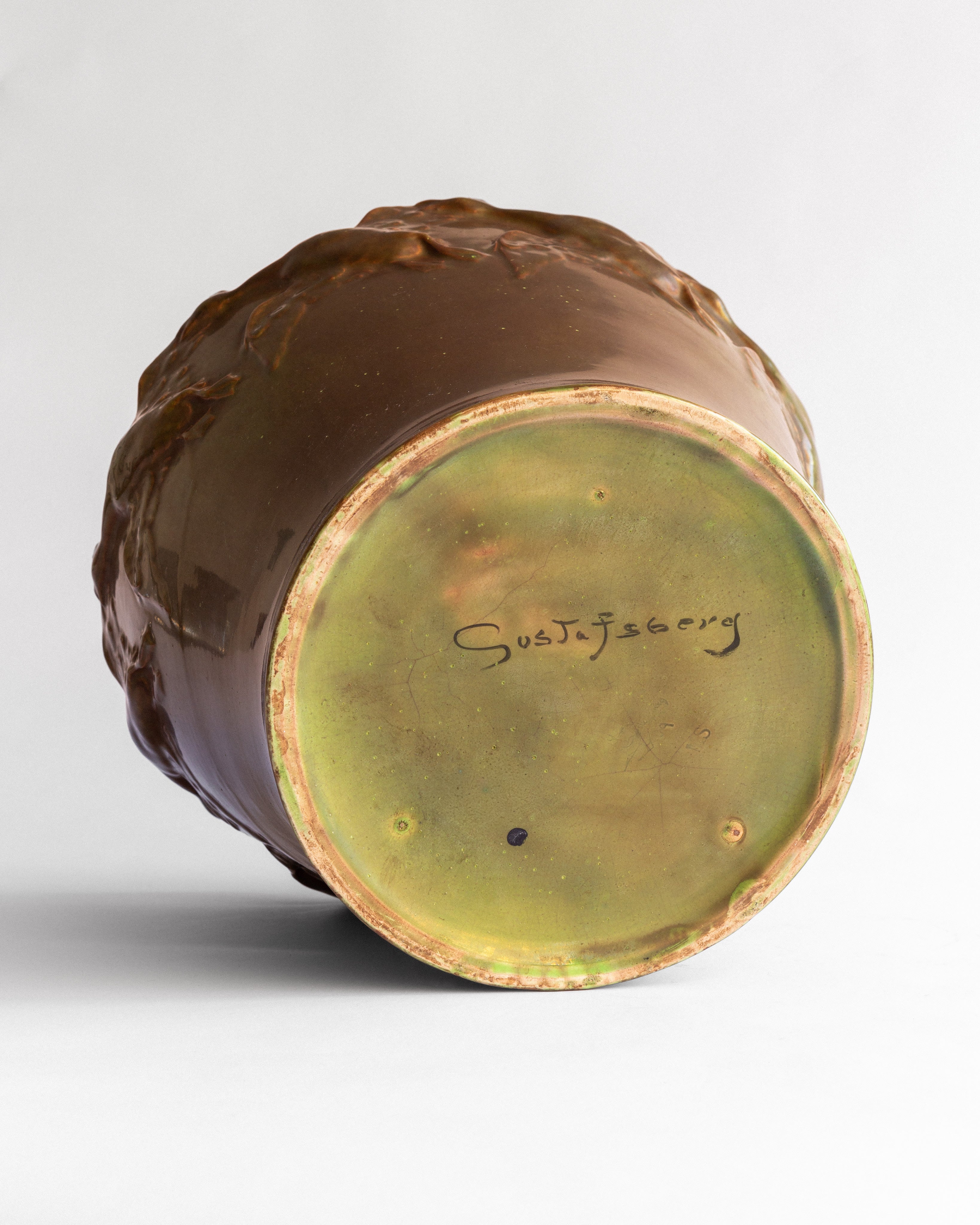 Large Art Nouveau Planter by Gustavsberg, Sweden, C. 1905 — close-up