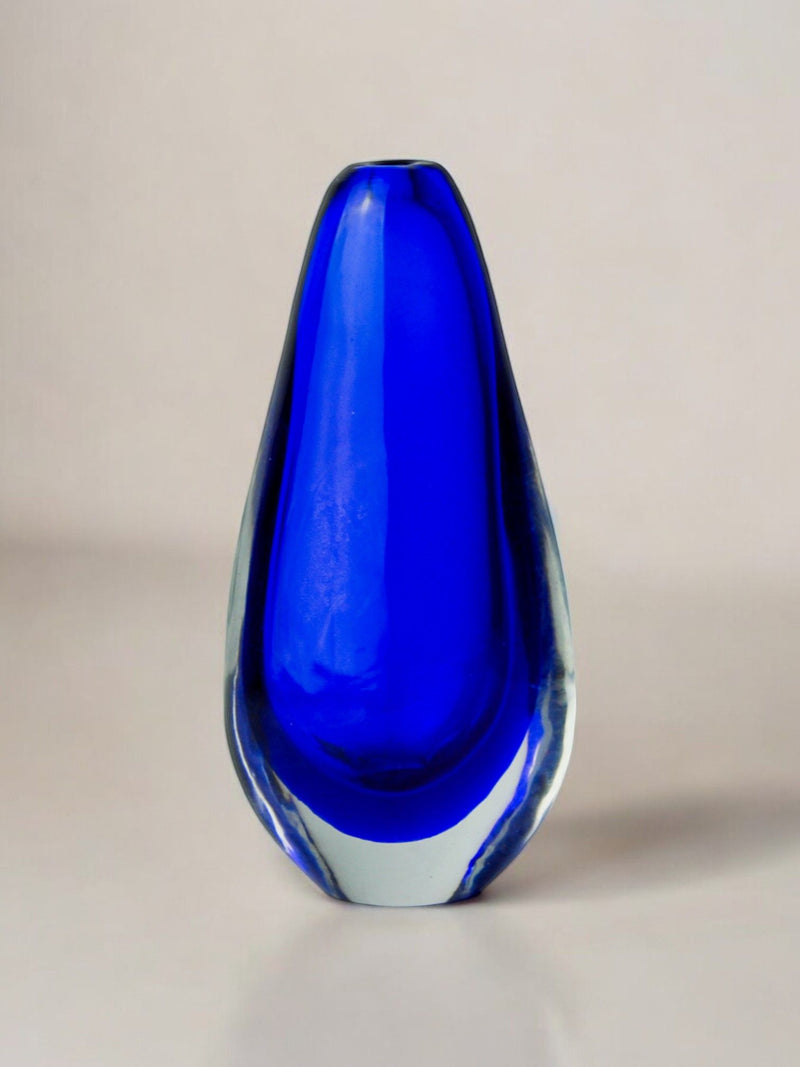 Blue Sommerso Vase, Murano Glass, Italy, 1970 by Malamar Studio | The Oblist — handcrafted blue glass design