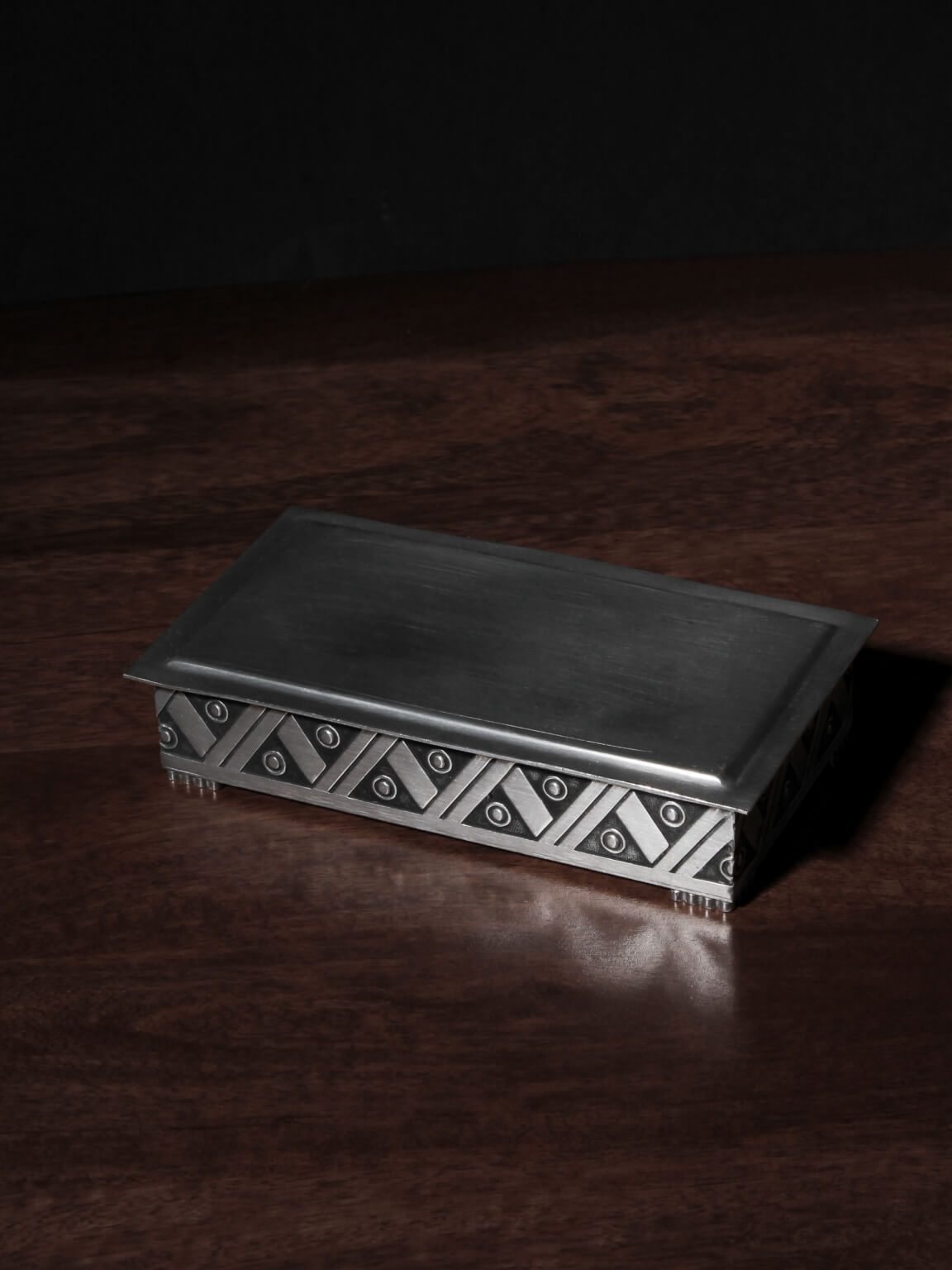 Pewter Trinket Box, Norway, 1940s — close-up