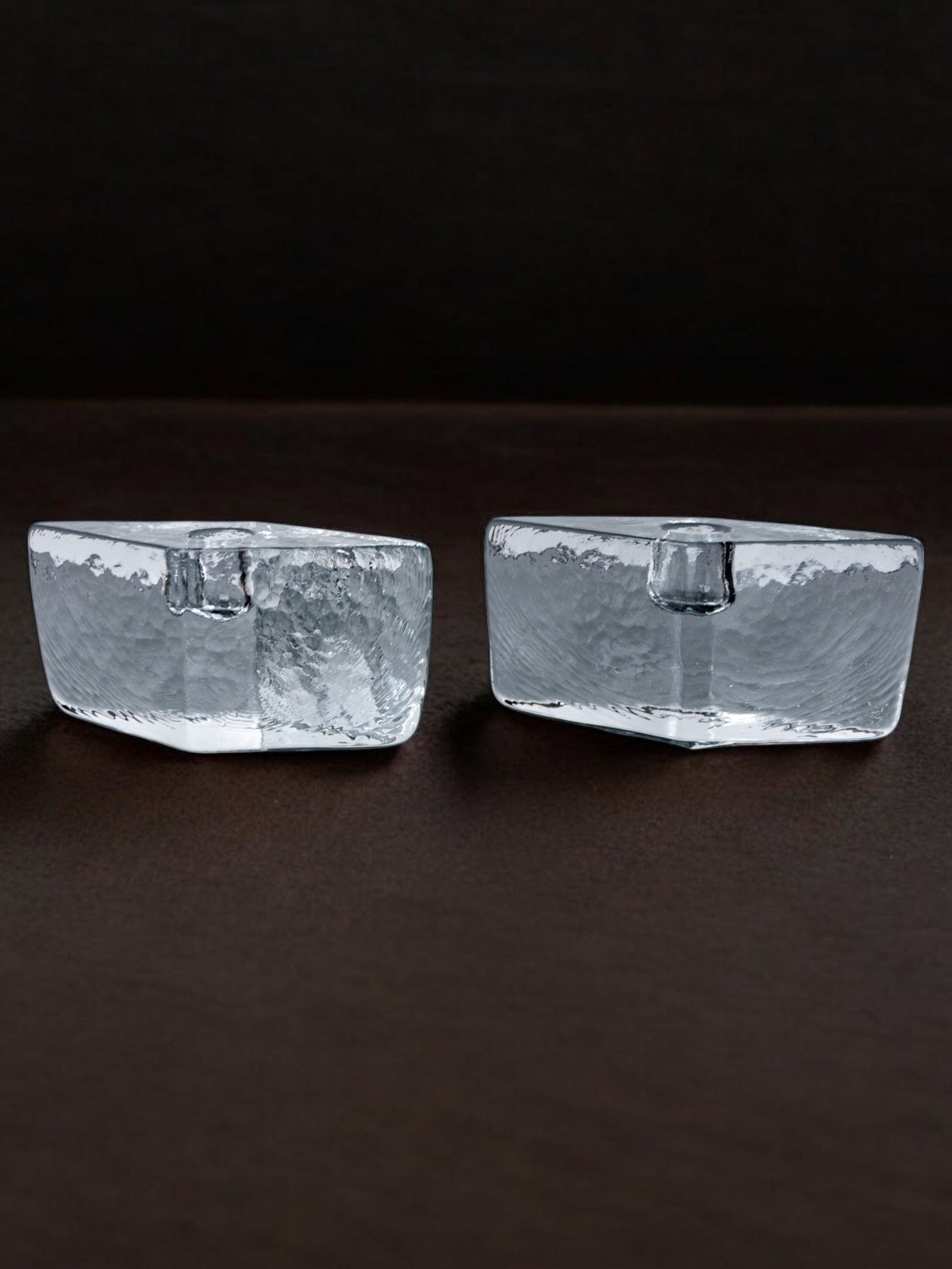 Pair of icicle candlesticks, Murano glass, Italy, 1970 — side angle