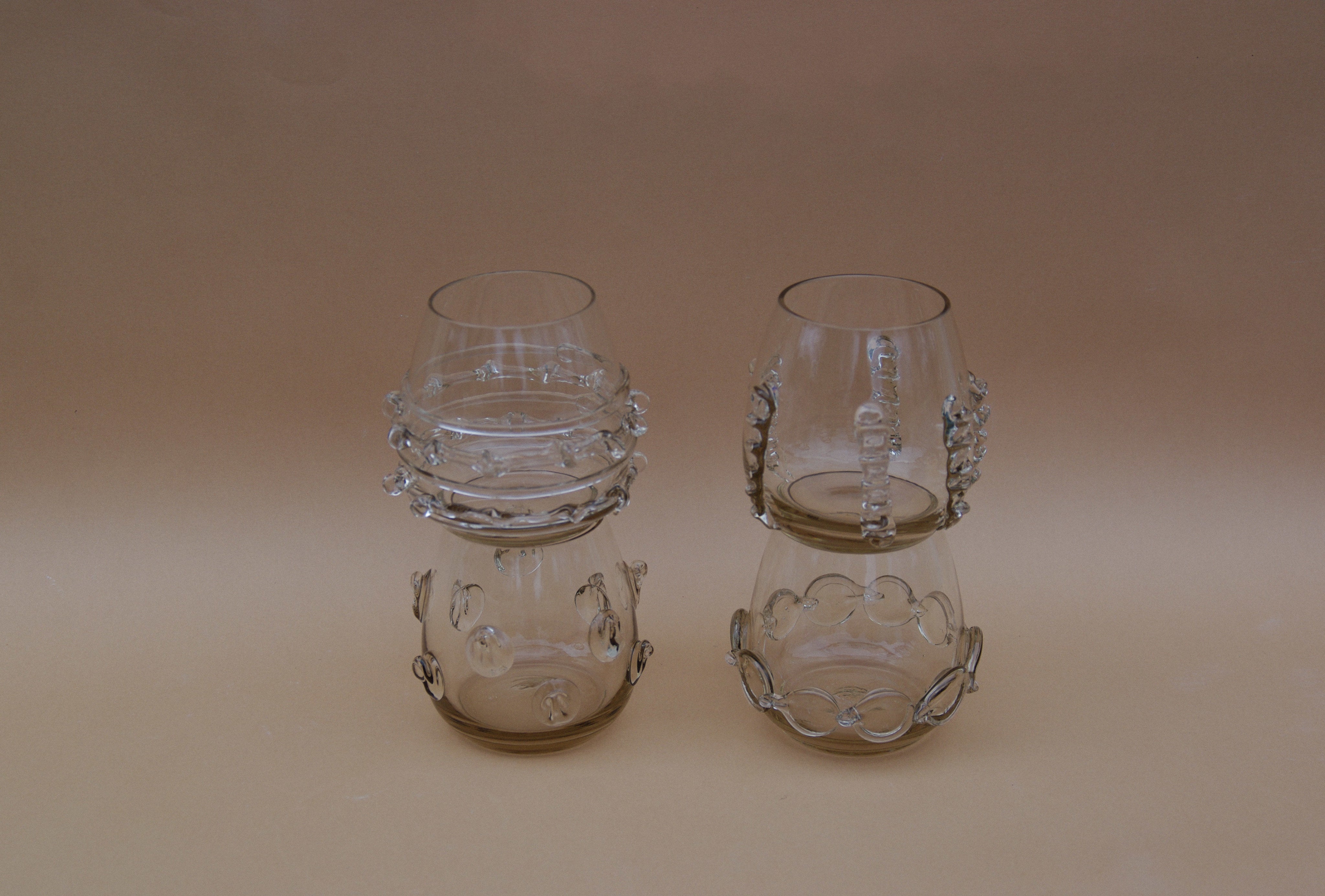 Contemporary Tumblr - Set of four handblown glass vessels by Lucie Claudia Podrabska | The Oblist — handcrafted clear glass