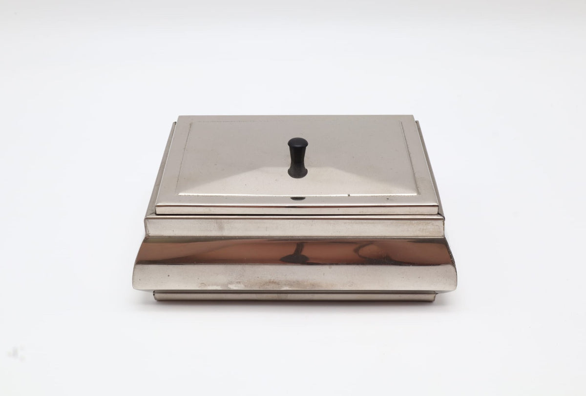 Dutch Art Deco Metal Cigar Box – Netherlands, c. 1930s — side angle