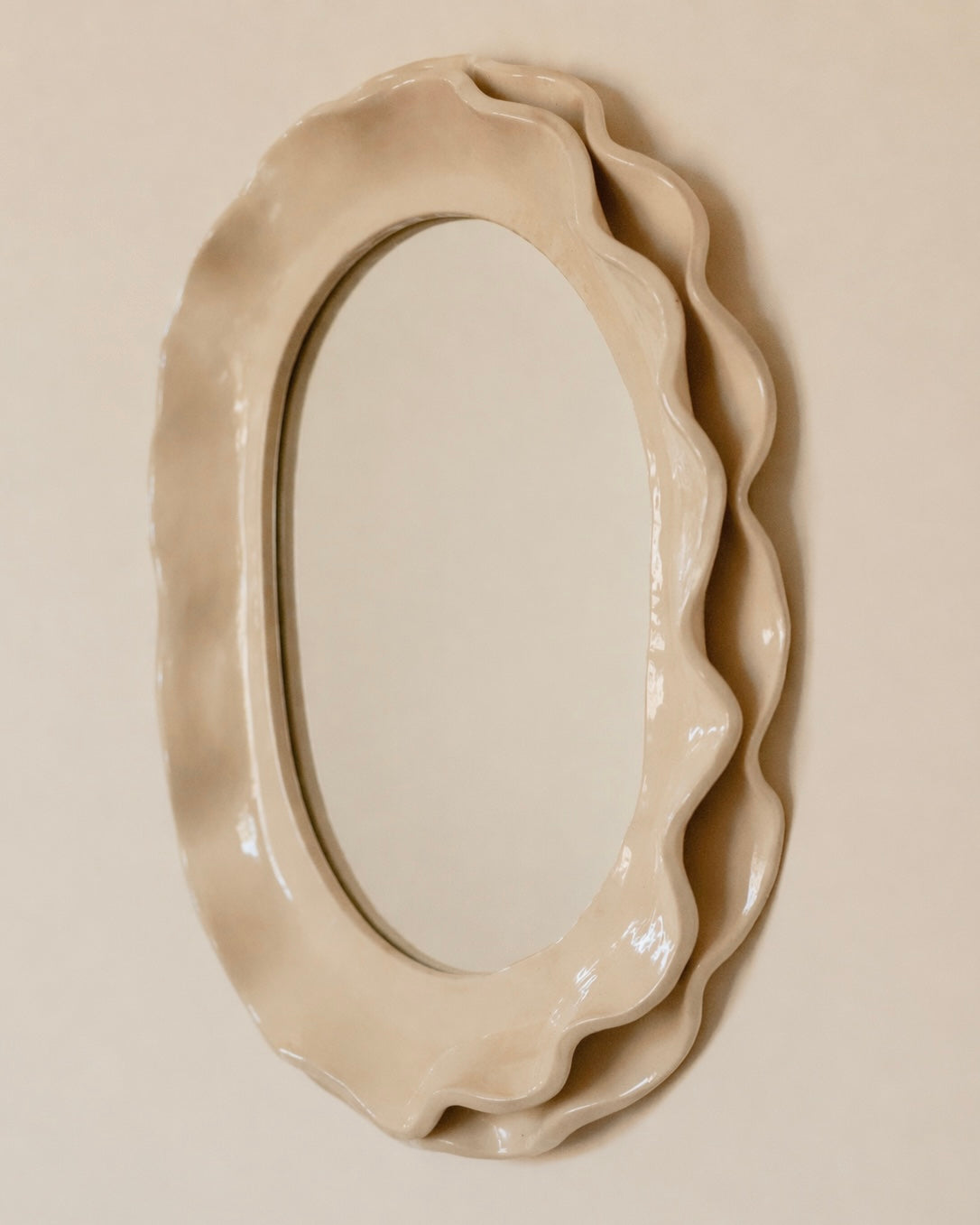 The Ortigia Mirror in Glazed Ceramic — close-up