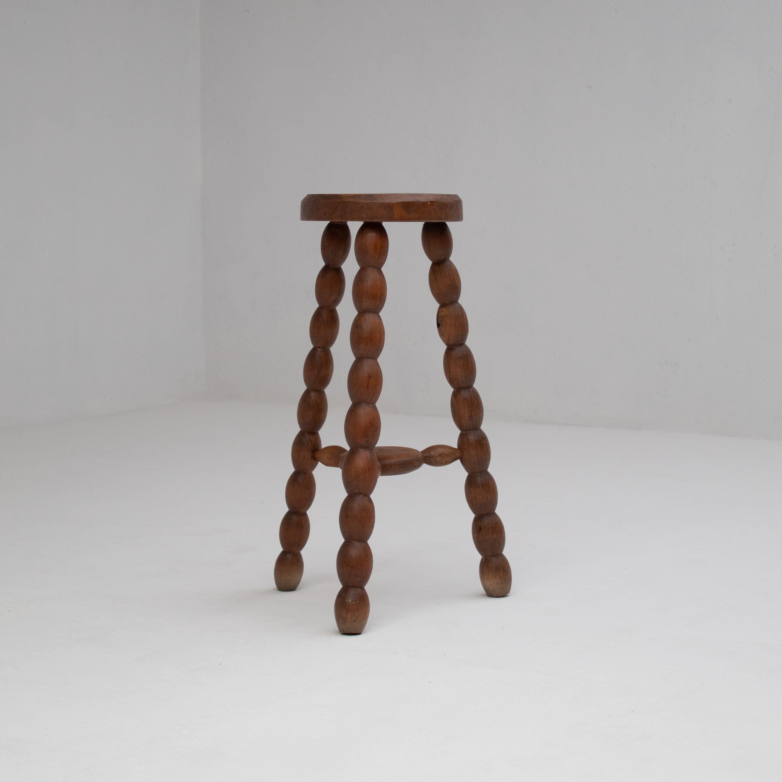 Bobbin Stool in Solid Walnut Wood — detail view