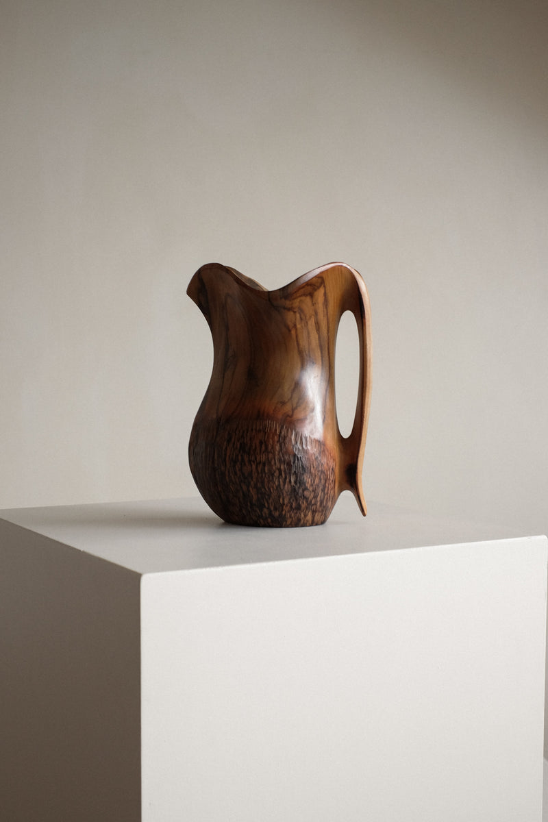 Vintage Handcrafted Wooden Pitcher – Falcon Spain — detail view