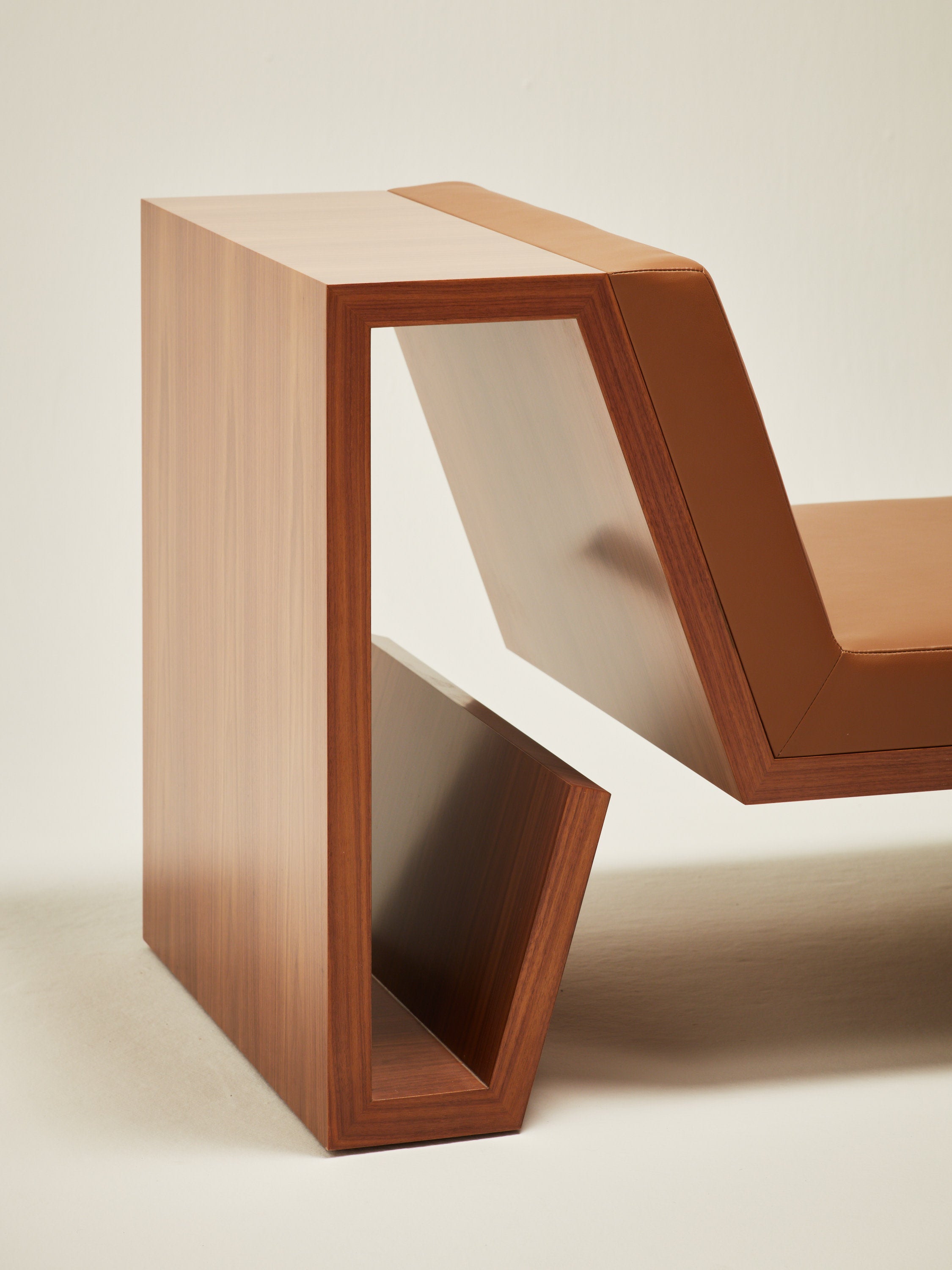 'Continuous' Lounge Chair Handcrafted in Wood Veneer & Leather Upholstery — additional view