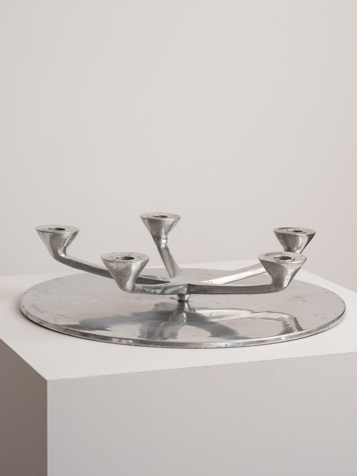 Rotating Five Arm Star Candleholder in Sand Cast Aluminium, Brutalist Europe 1960s to 1970s by Studio Ecubed