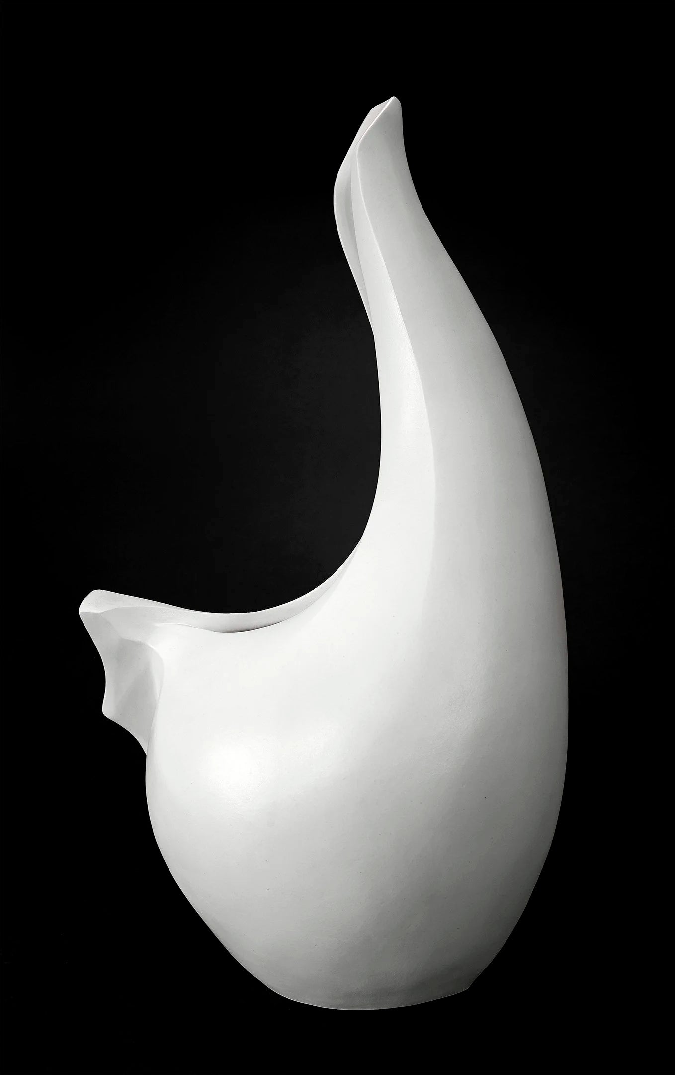 Shiro III - Modern Sculpture in Porcelain Clay — side angle