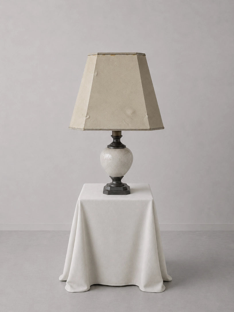 1940s French Vintage Pewter Ball Table Lamp by Blisse | The Oblist