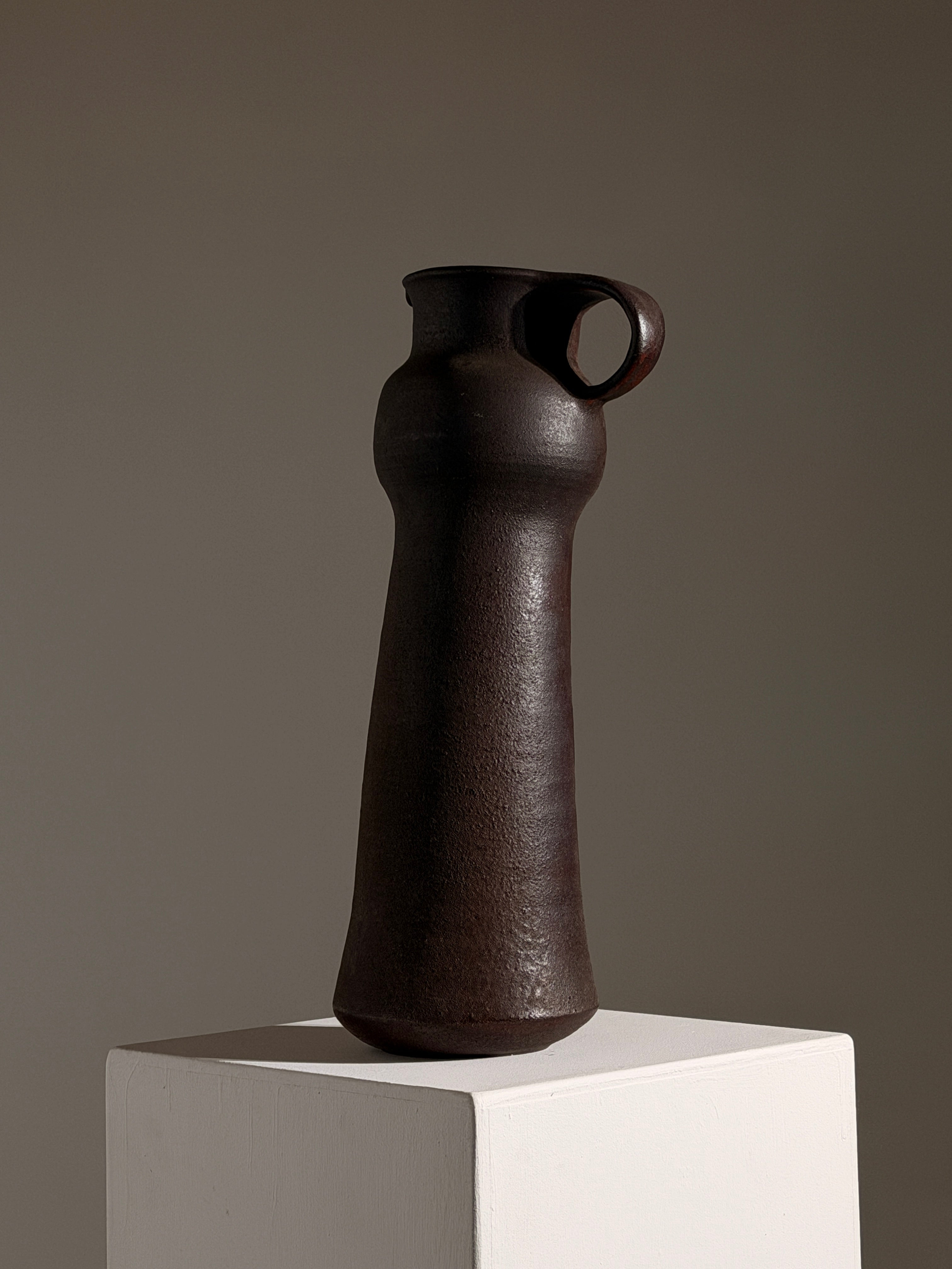 Large wood-fired pitcher by Michel & Nicole Anasse, Vallauris, circa 1960 — side angle