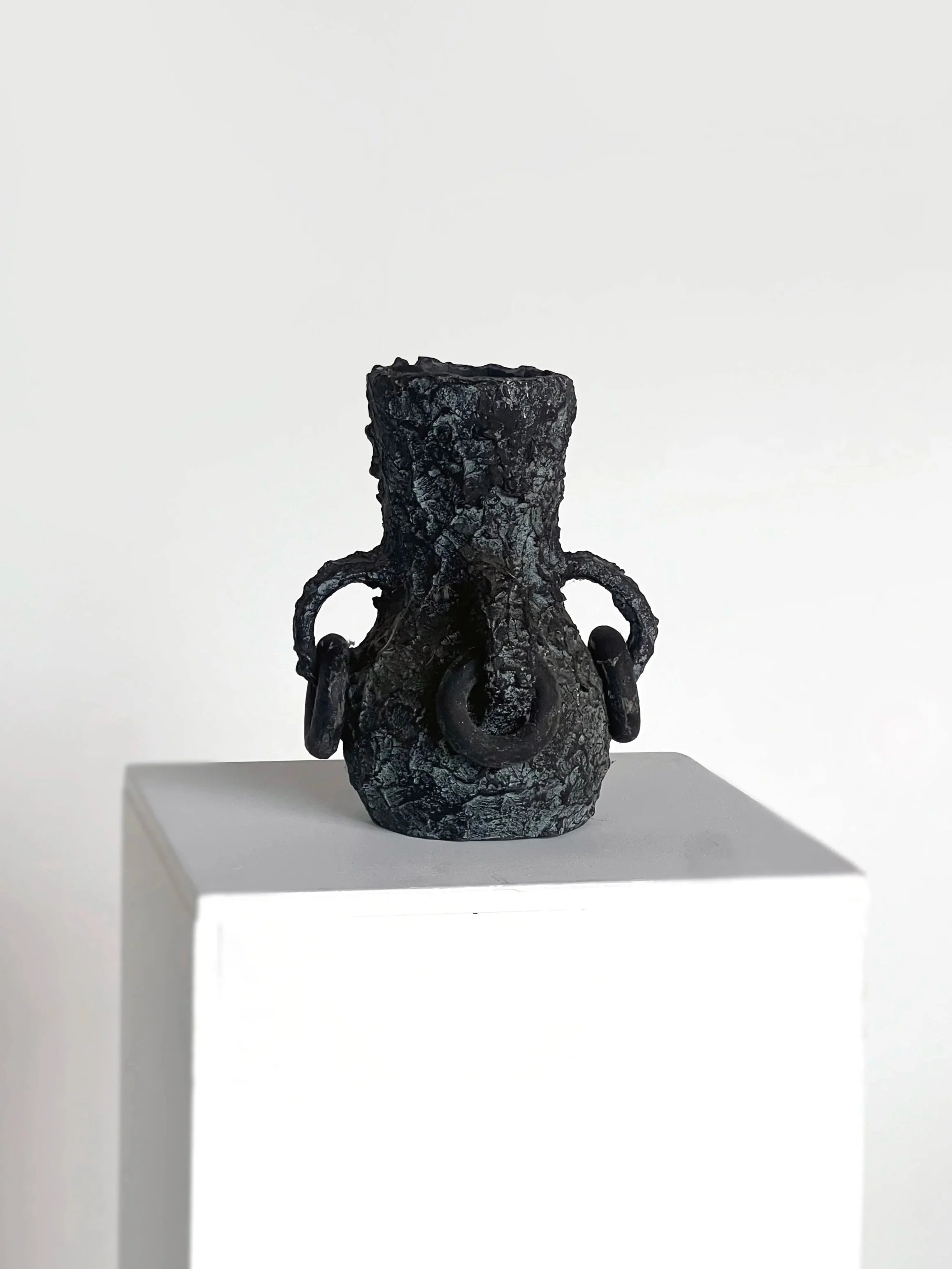 Handled Relief Vase — side angle