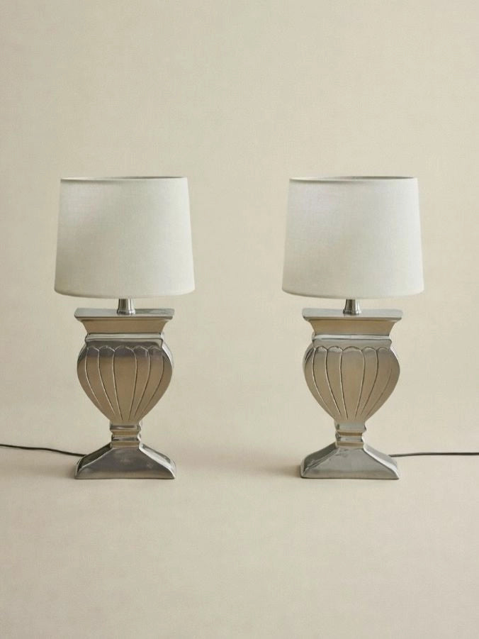 1980s Vintage Silver-Toned Urn Acanthus Table Lamp by Blisse | The Oblist