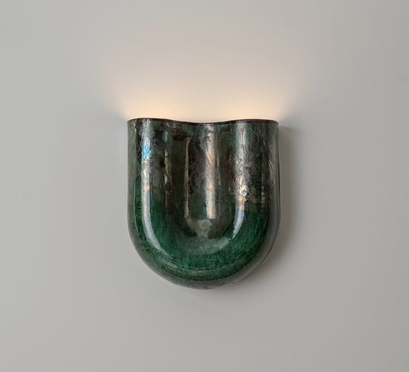 Onda Raku Green Wall Sconce by Arrived Aliens | The Oblist