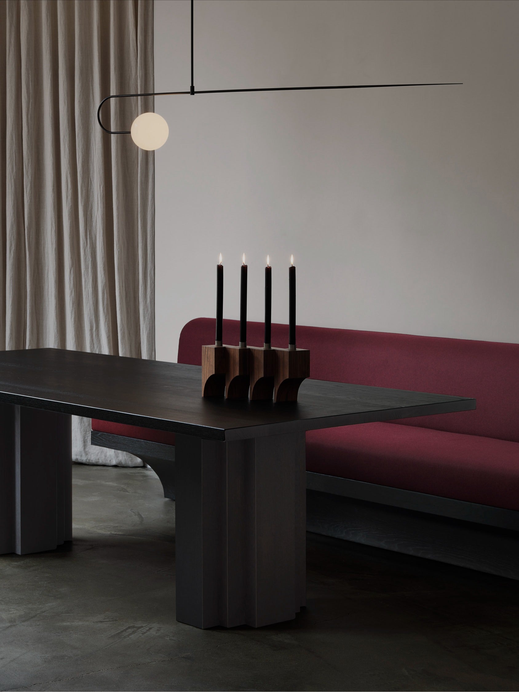 Acer Candle Holder R:4 — arranged on dark wooden table with candles