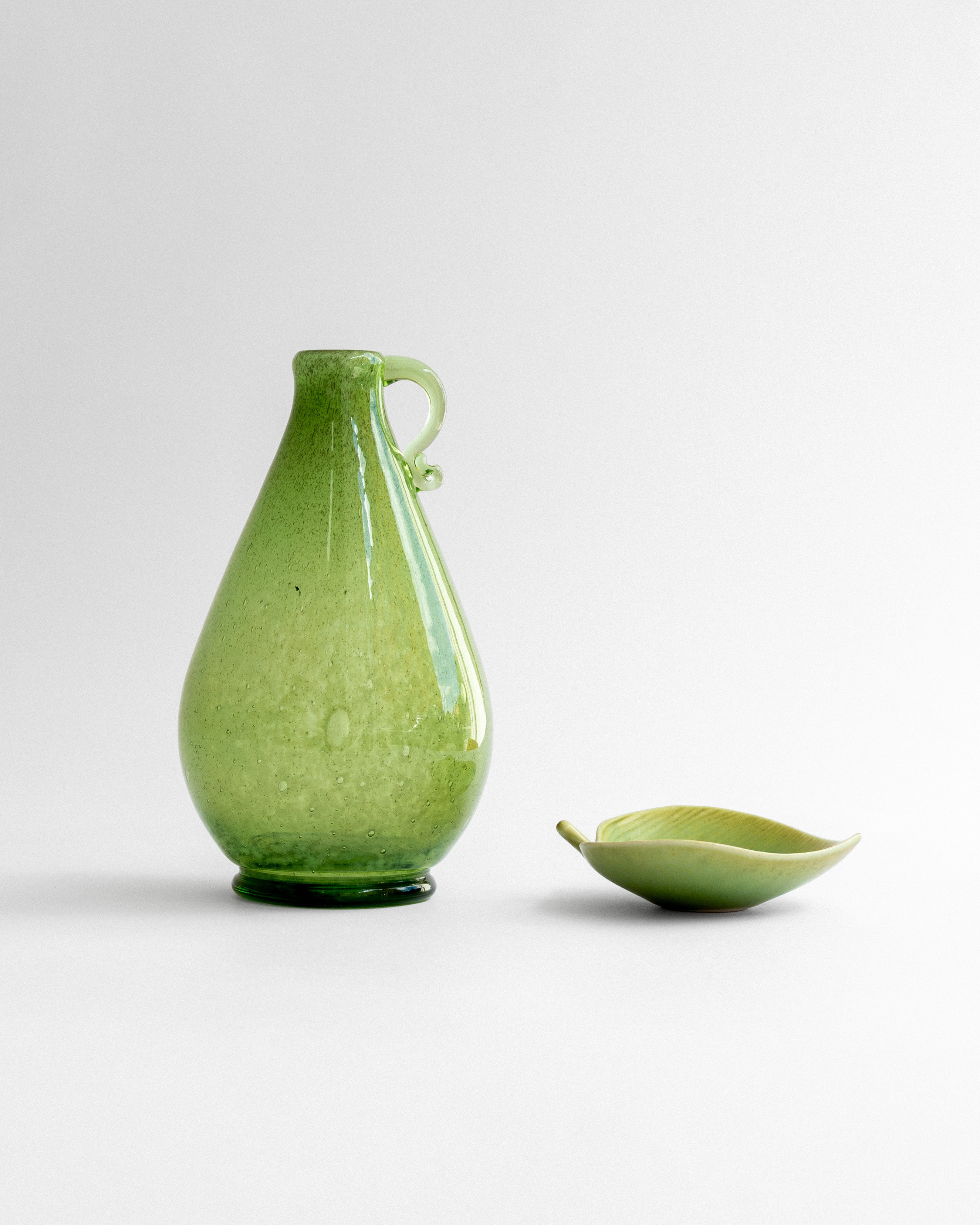 Art Deco Green Glass Vase by William Stenberg, Sweden, 1930s — side angle