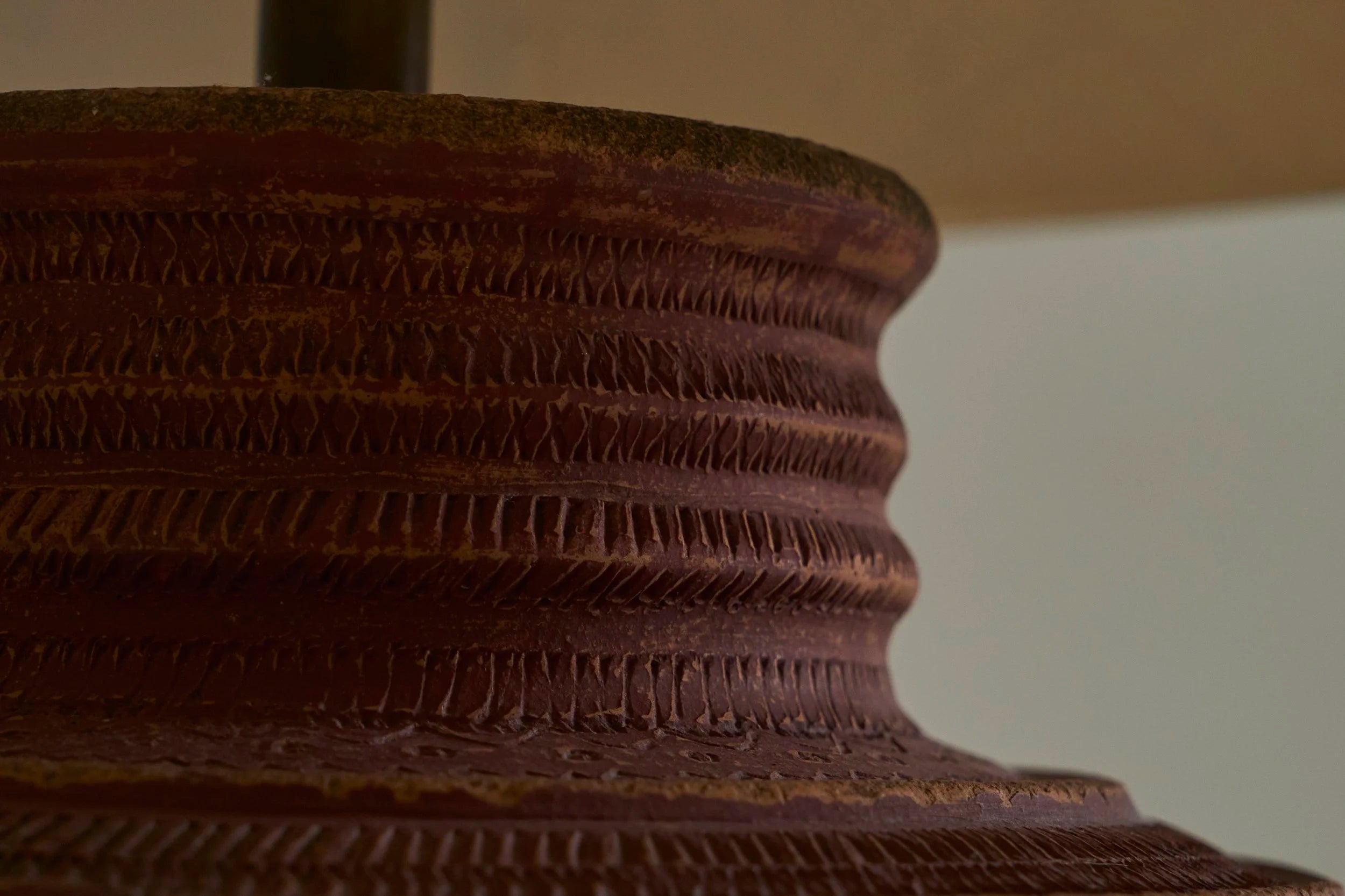 Monumental Wabi Sabi Style Studio Pottery Table Lamp — in context