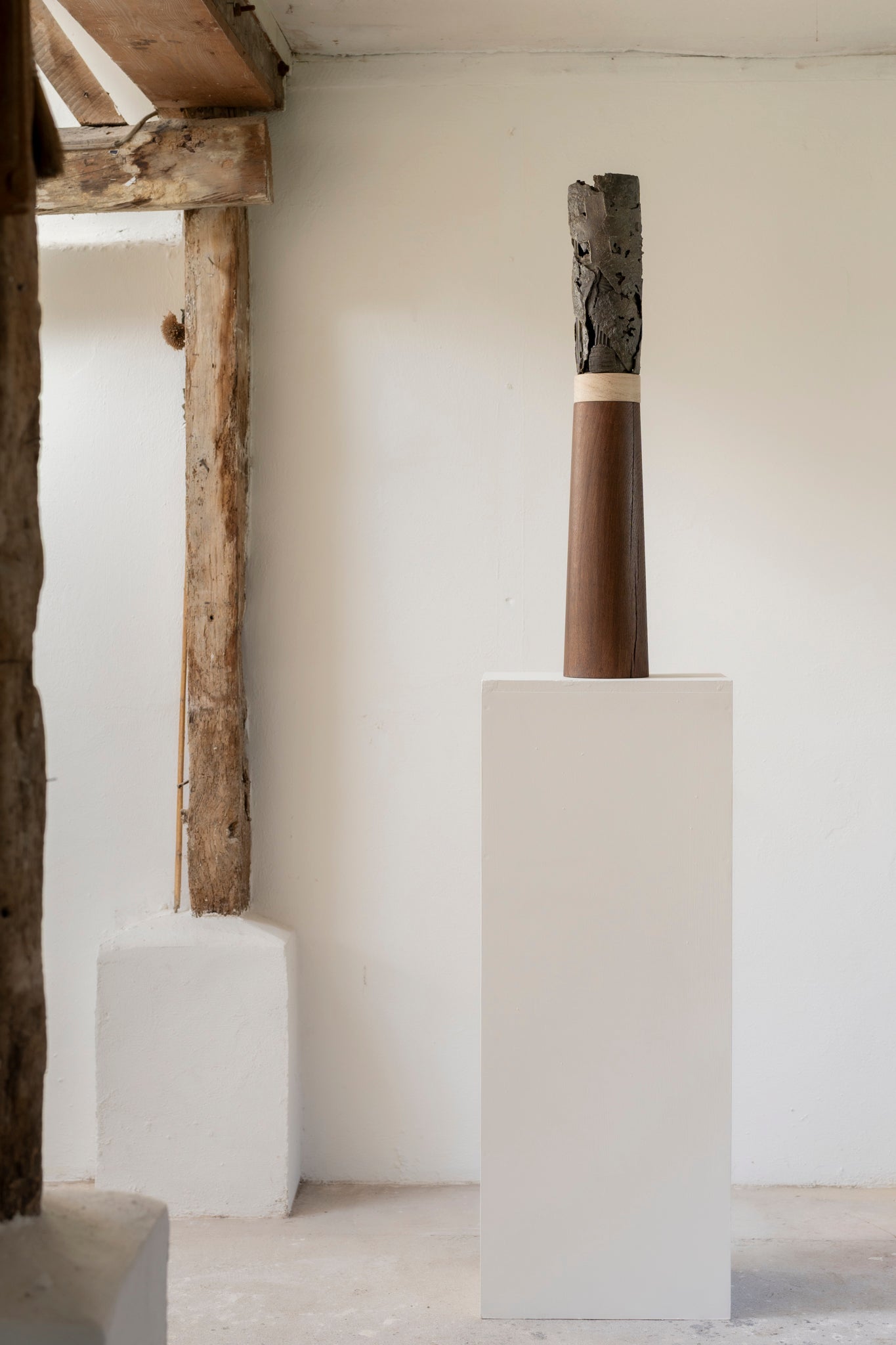 Cylinder X | Bronze, Stone & Oak Sculpture