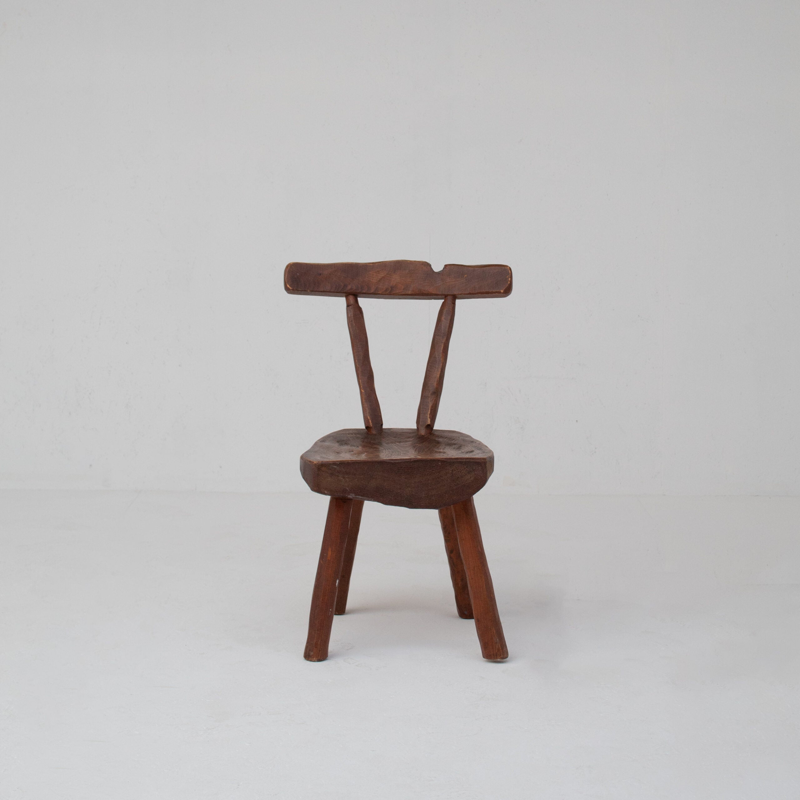Pair of Vintage Brutalist Oak Chairs — side angle