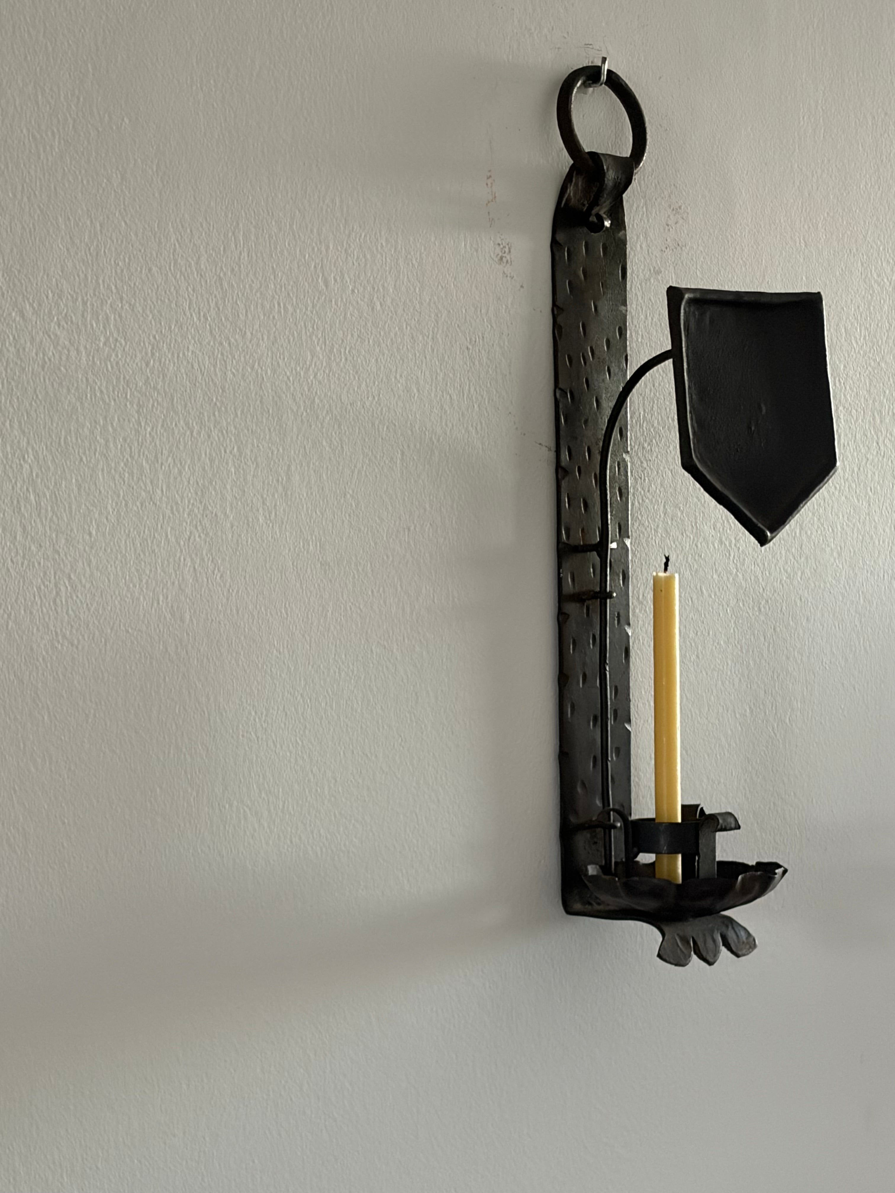 Pair of Hand-Forged Wall Candleholders, Trás-os-Montes, Portugal, c. 1900–1910 — side angle