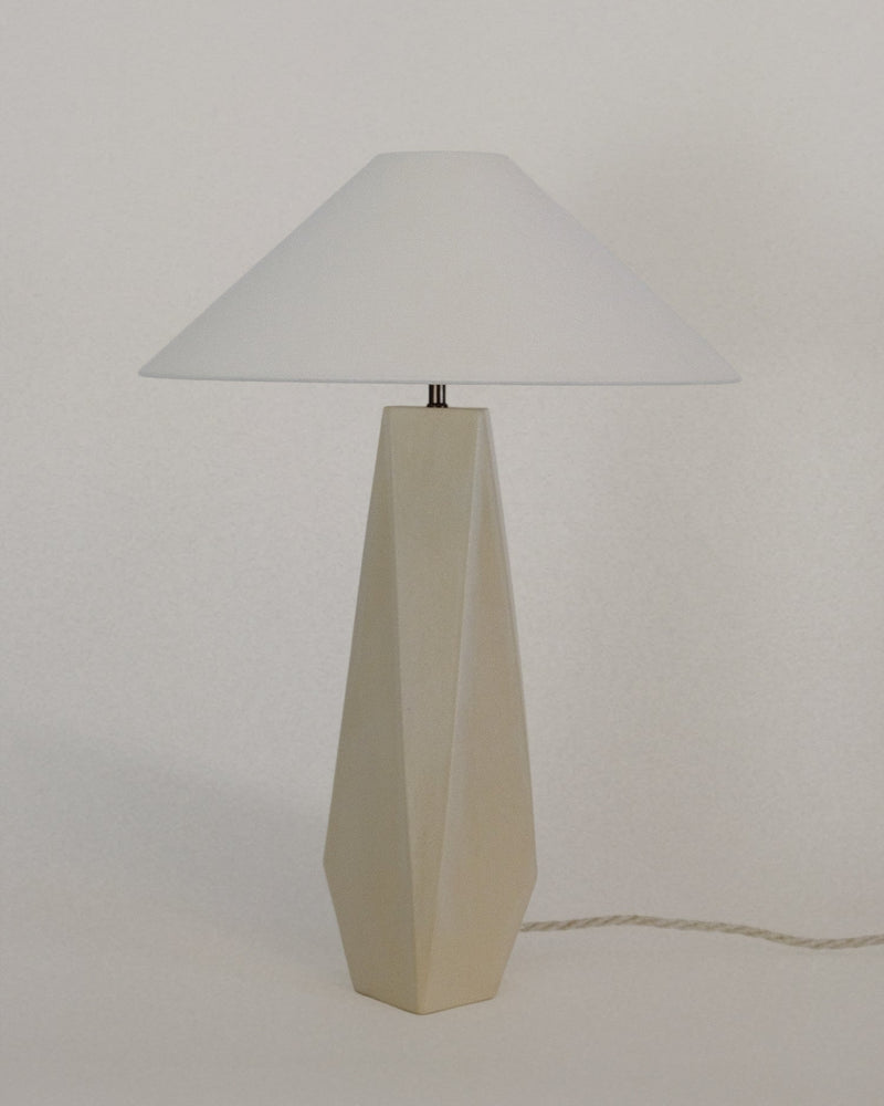 Liss off white ceramic table lamp with conical shade by Lula Studio