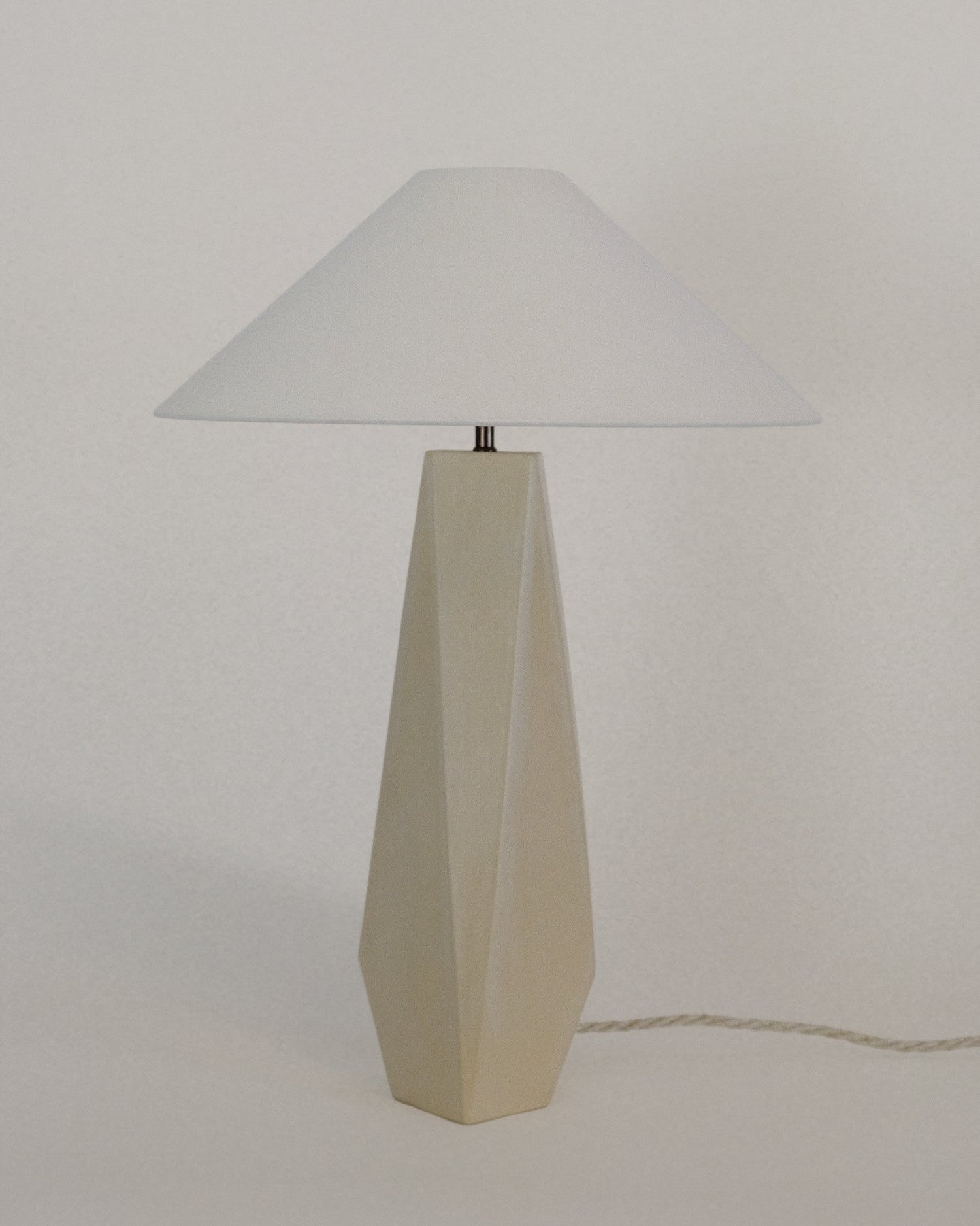 Liss off white ceramic table lamp with conical shade by Lula Studio