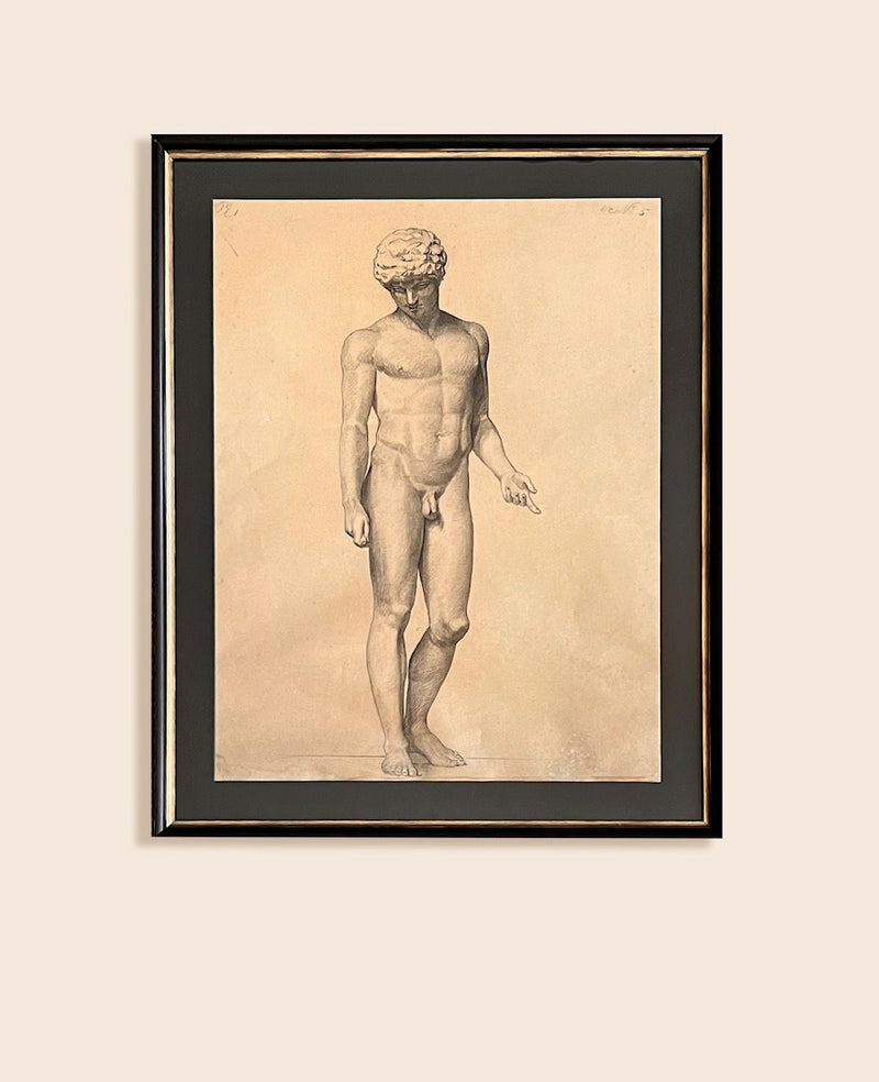Figure Drawing in Pencil, Male Nude by Médecine | The Oblist — graphite on paper