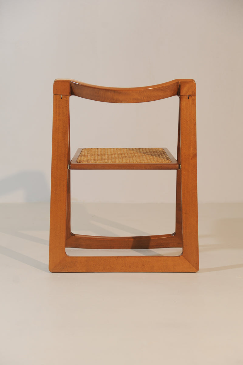 Vintage teak folding chair with woven cane seat, 1966 design